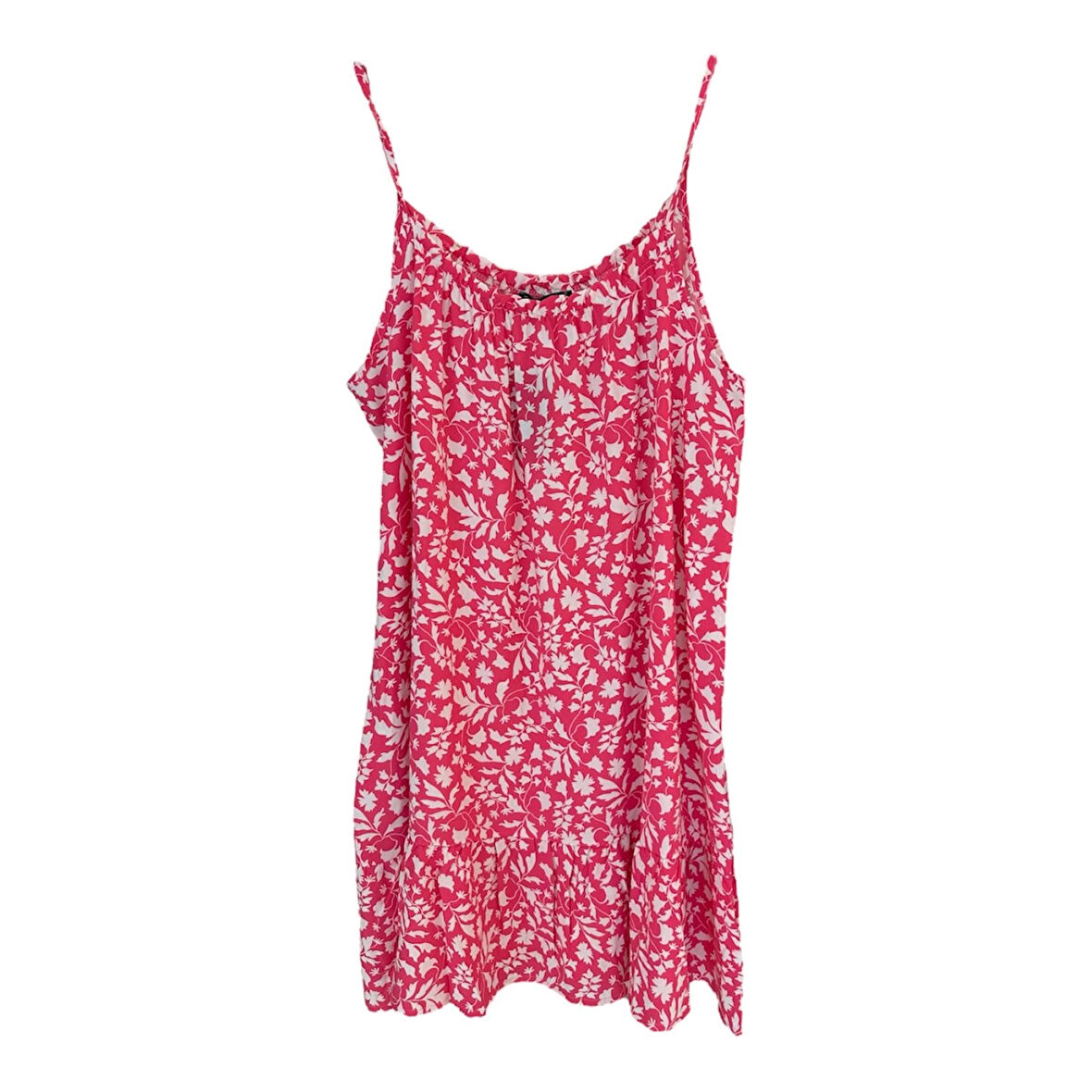 1066 YAKASI BÜZGÜLÜ ÇİÇEK DESENLİ ELBİSE