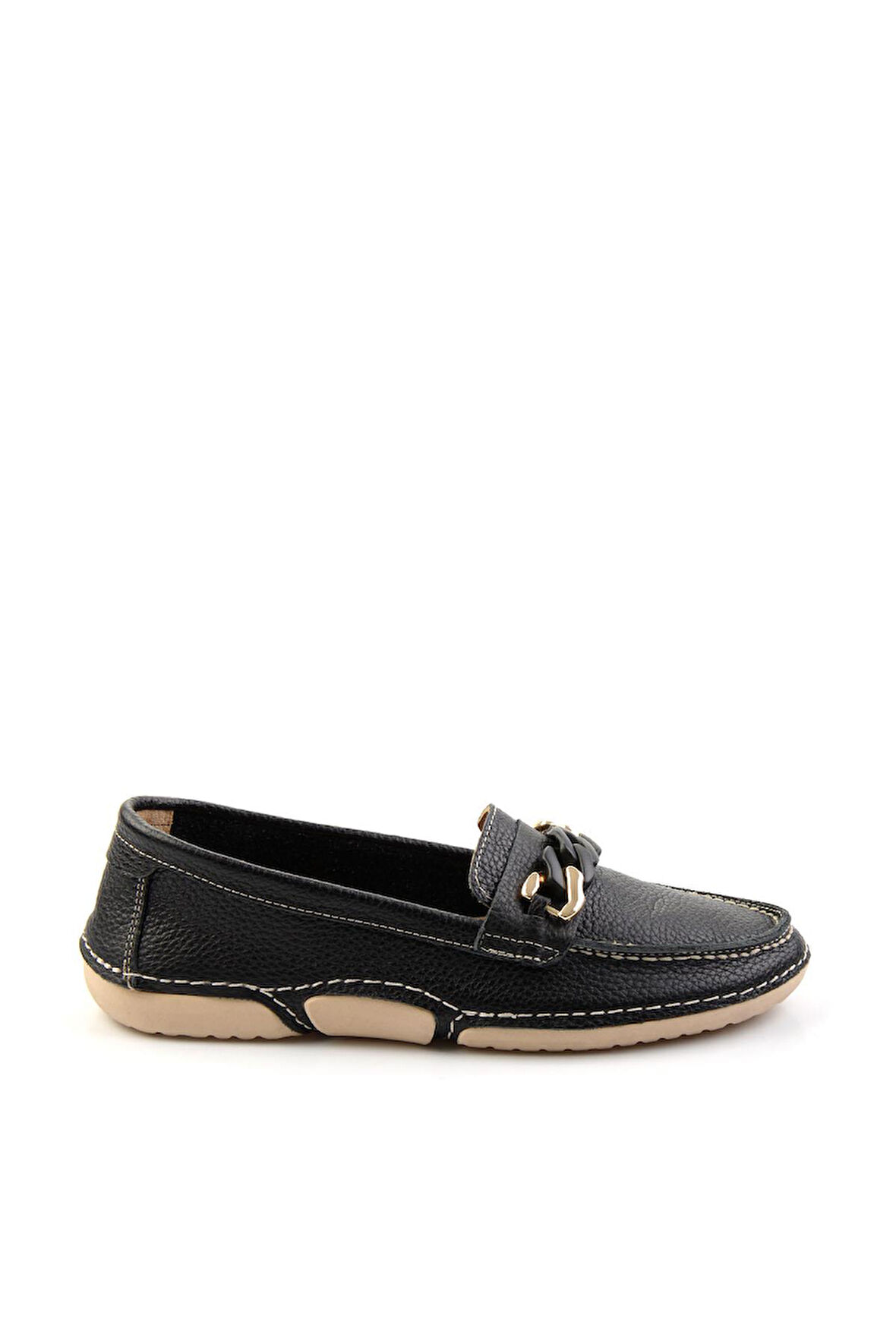 Siyah Leather Kadın Loafer Ayakkabı K01028130303