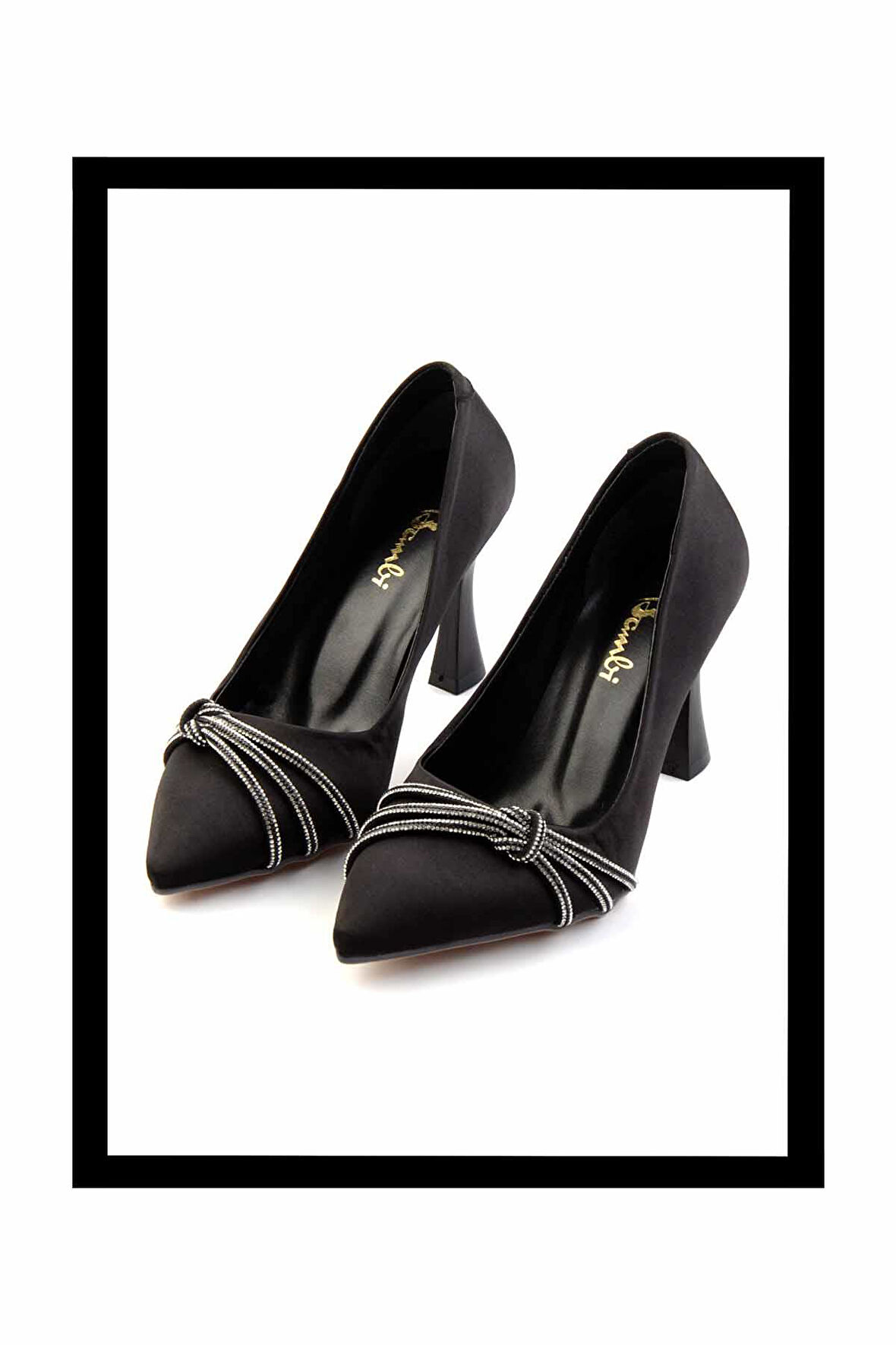 Mat Siyah Saten  Kadın Klasik Topuklu Ayakkabı K01039101538