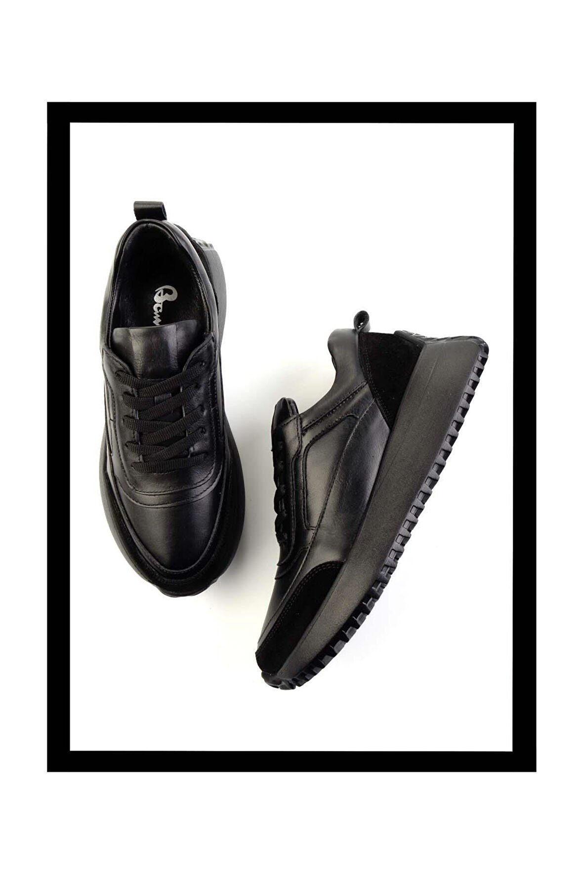 Siyah Siyah Hakiki Deri Kadın Sneaker K01048002303