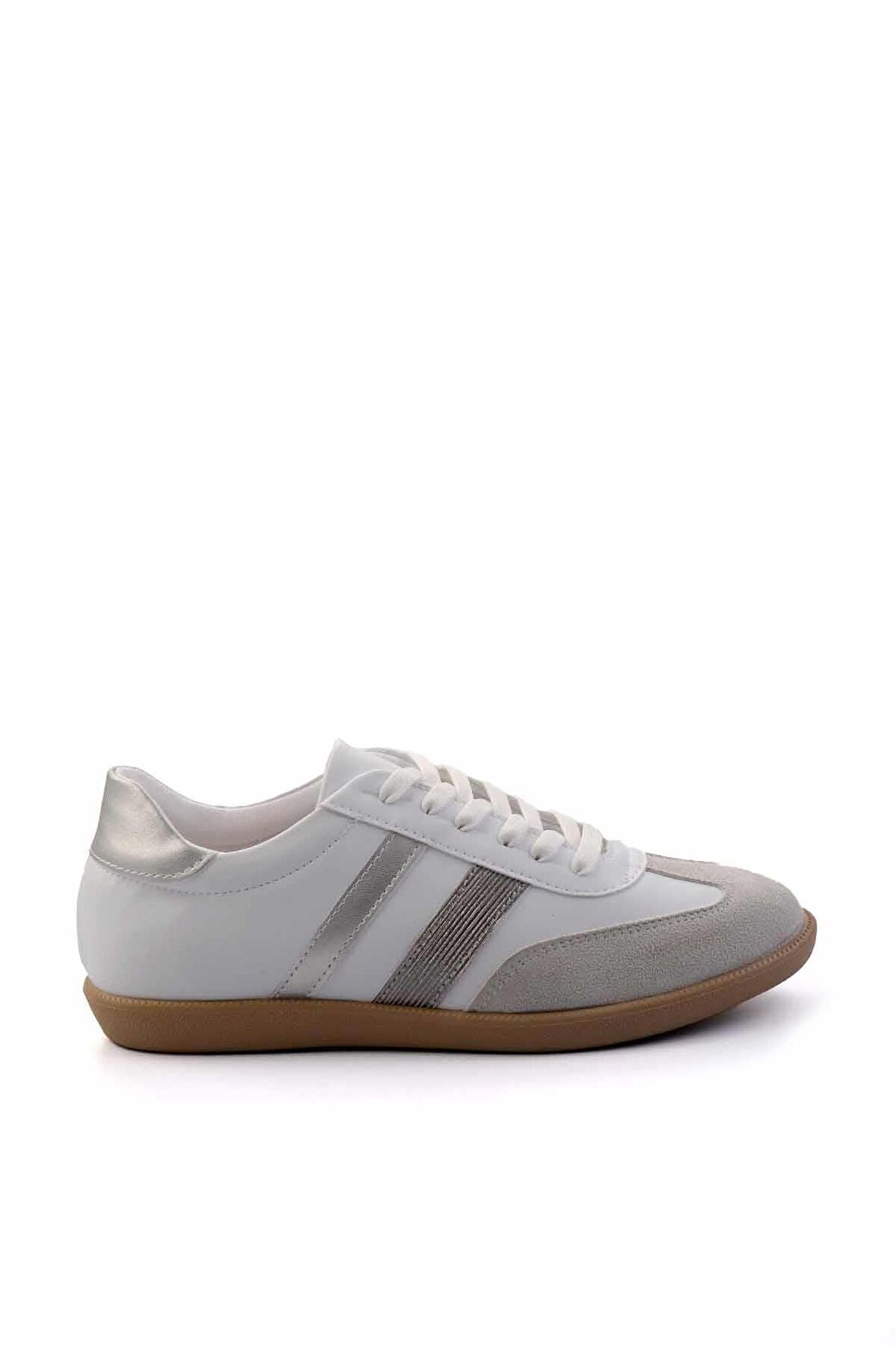 Beyaz Gri Süet  Kadın Sneaker K01179457309