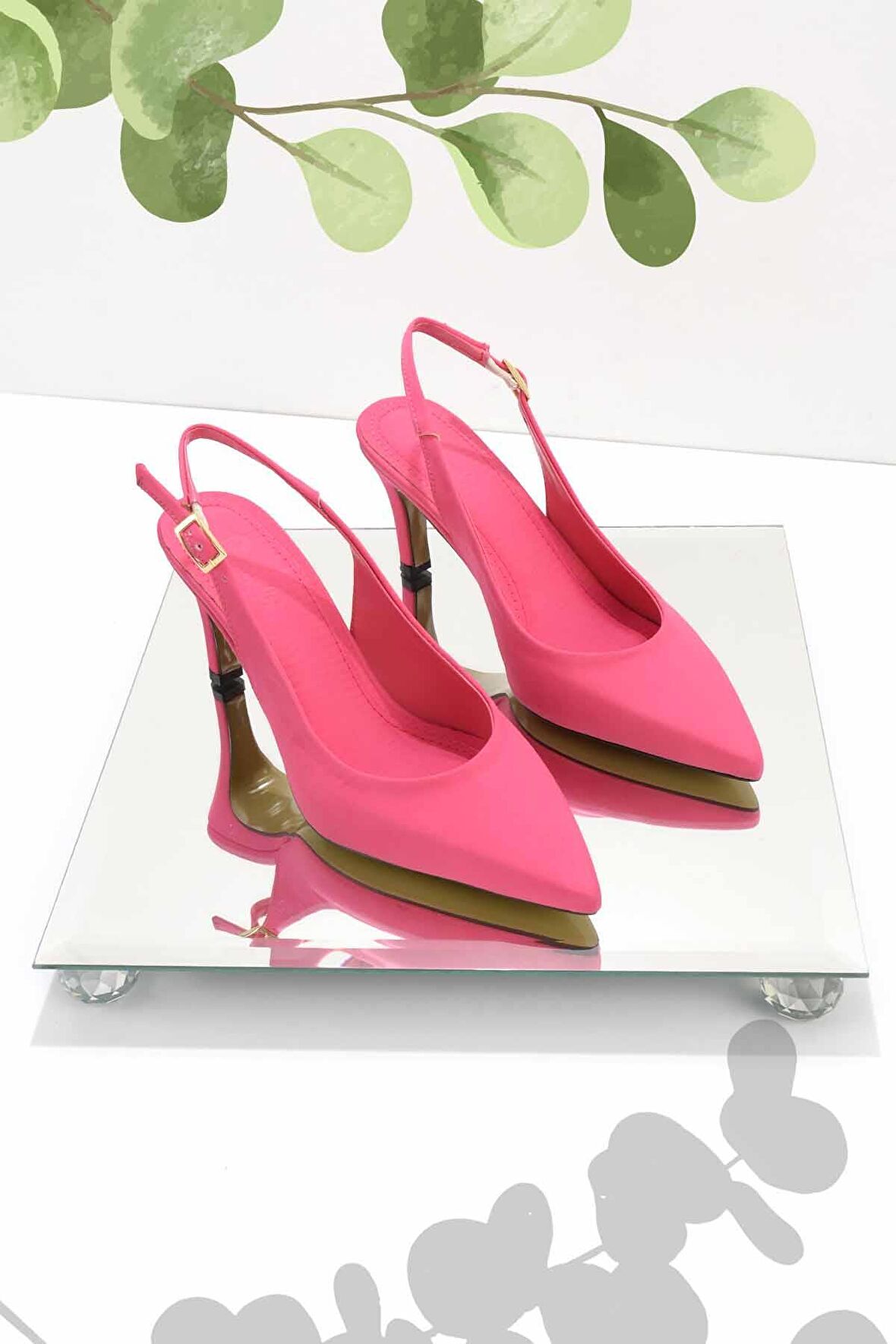 Bambi Mat Fusya Saten  Kadın Klasik Topuklu Ayakkabi K01188132638