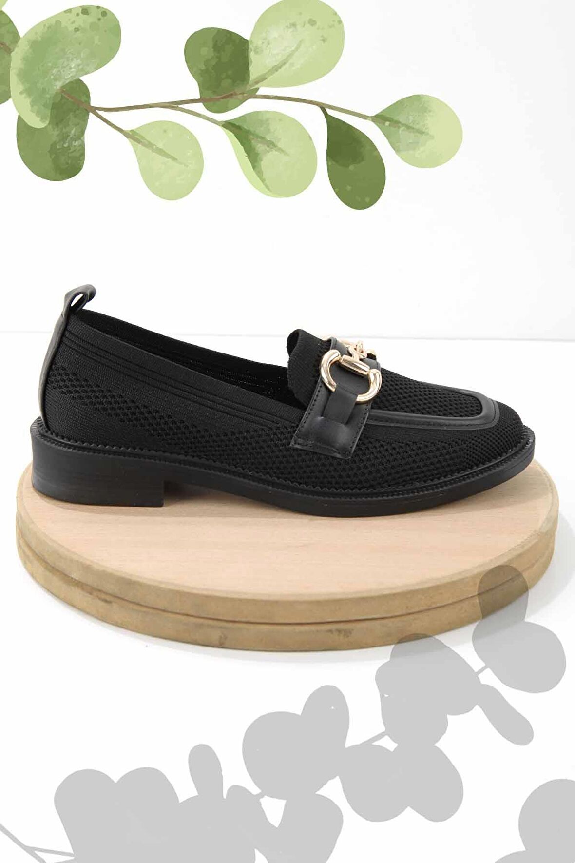 Bambi Siyah Triko  Kadın Loafer Ayakkabi K01196000582