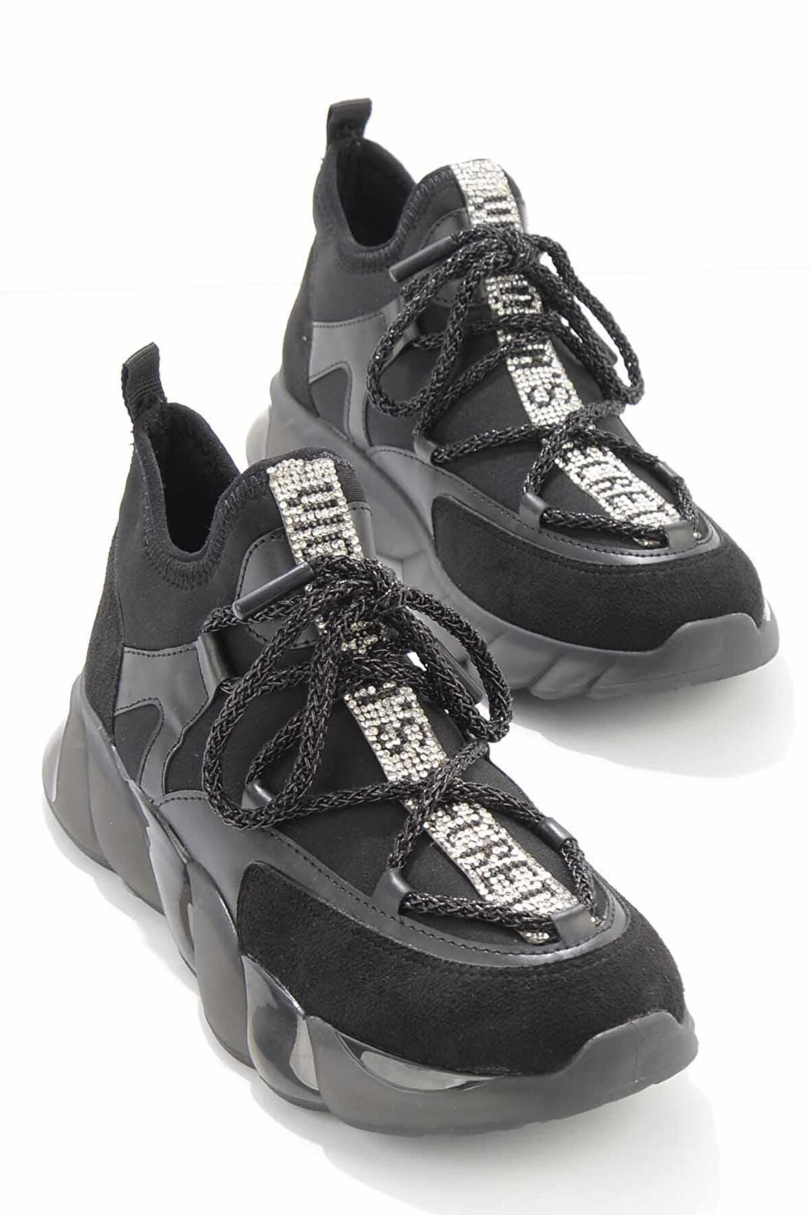 Bambi Siyah Süet  Kadın Sneaker K01212010902