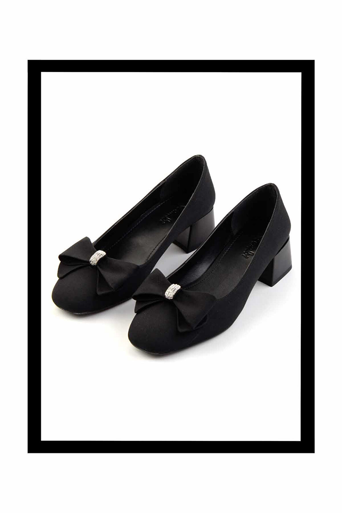 Mat Siyah Saten  Kadın Klasik Topuklu Ayakkabı K01213414138