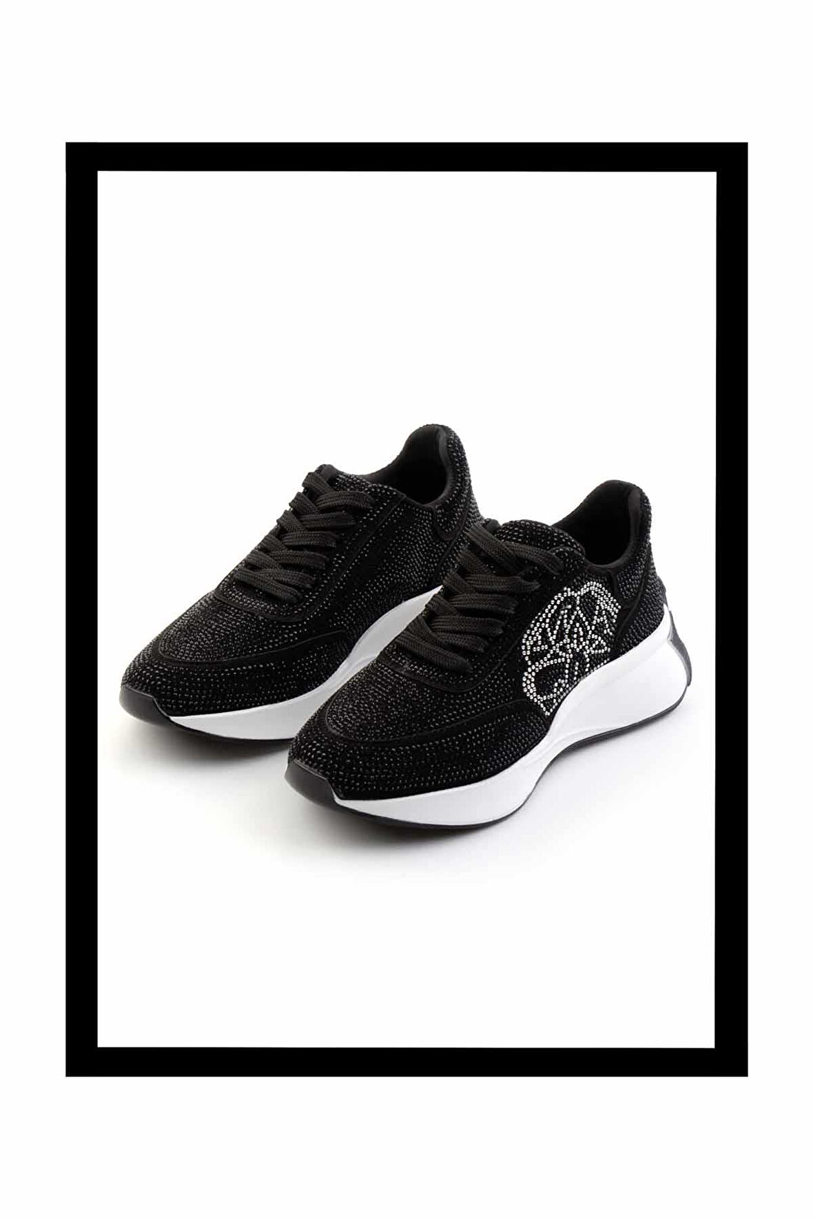 Siyah Taşlı  Kadın Sneaker K01234073587