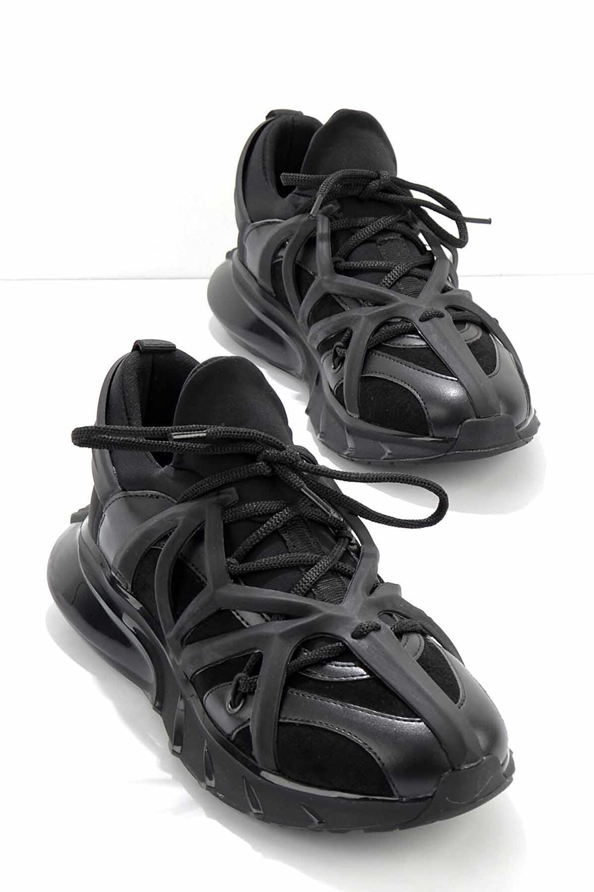 Bambi Siyah Streç  Kadın Sneaker K01238010417