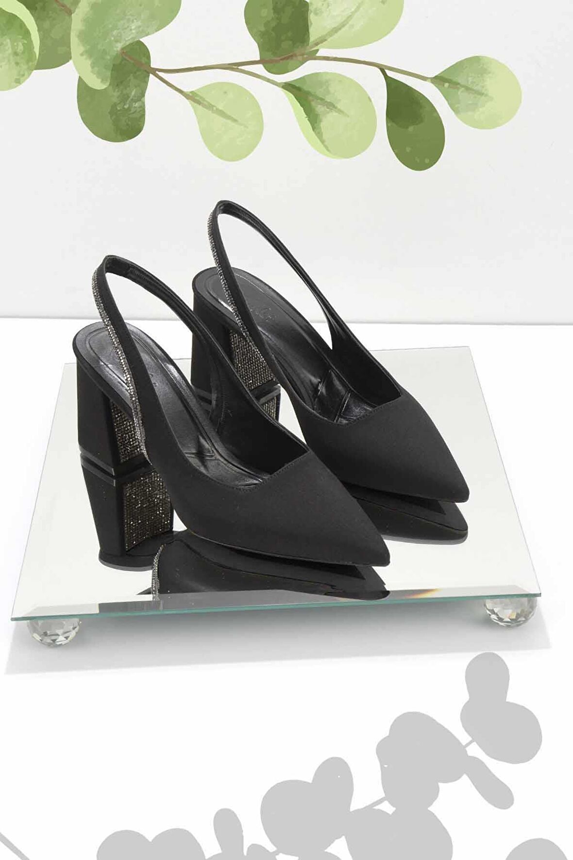 Mat Siyah Saten  Kadın Abiye Ayakkabı K01231311438