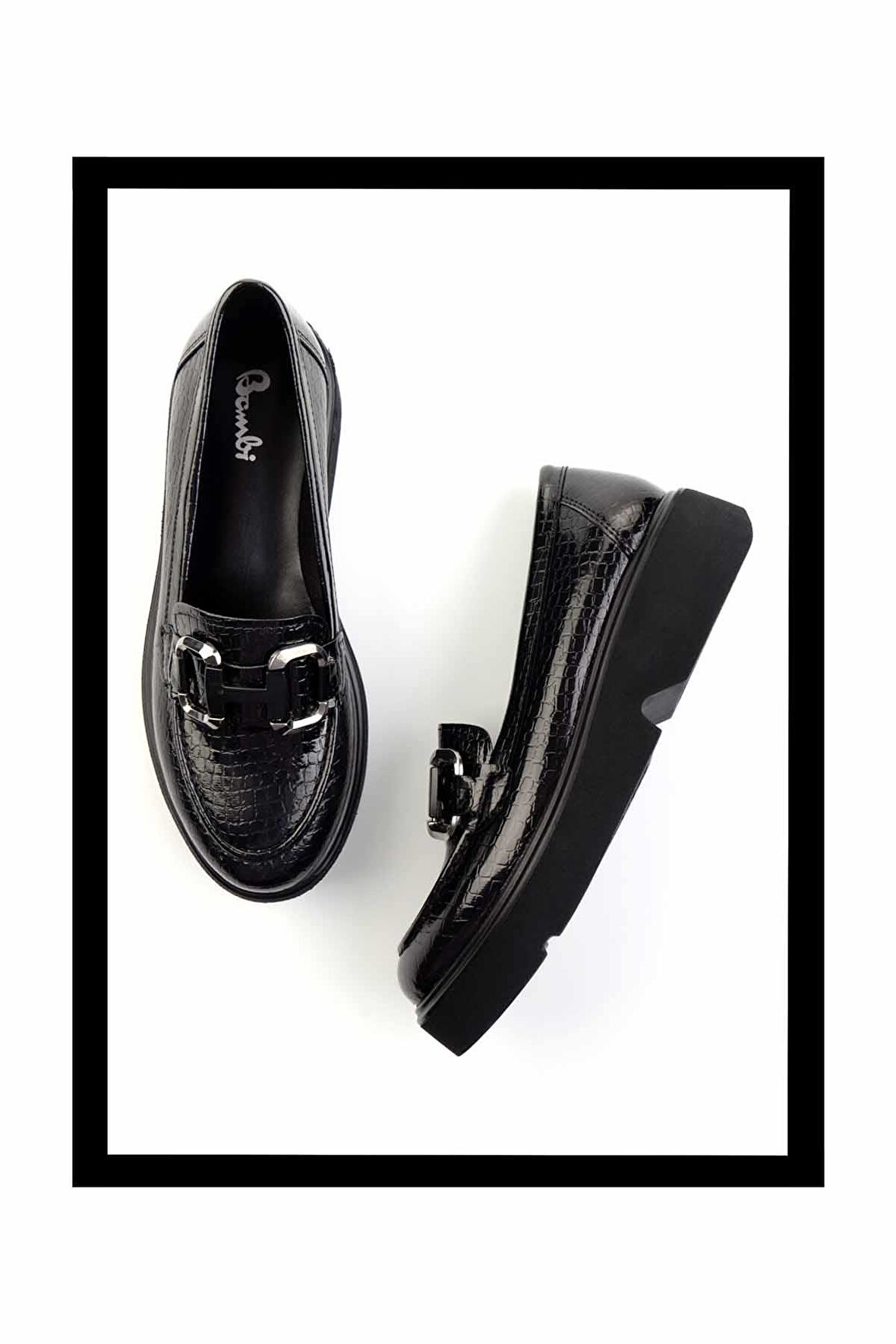 Siyah Kroko  Kadın Loafer Ayakkabı K01257069011