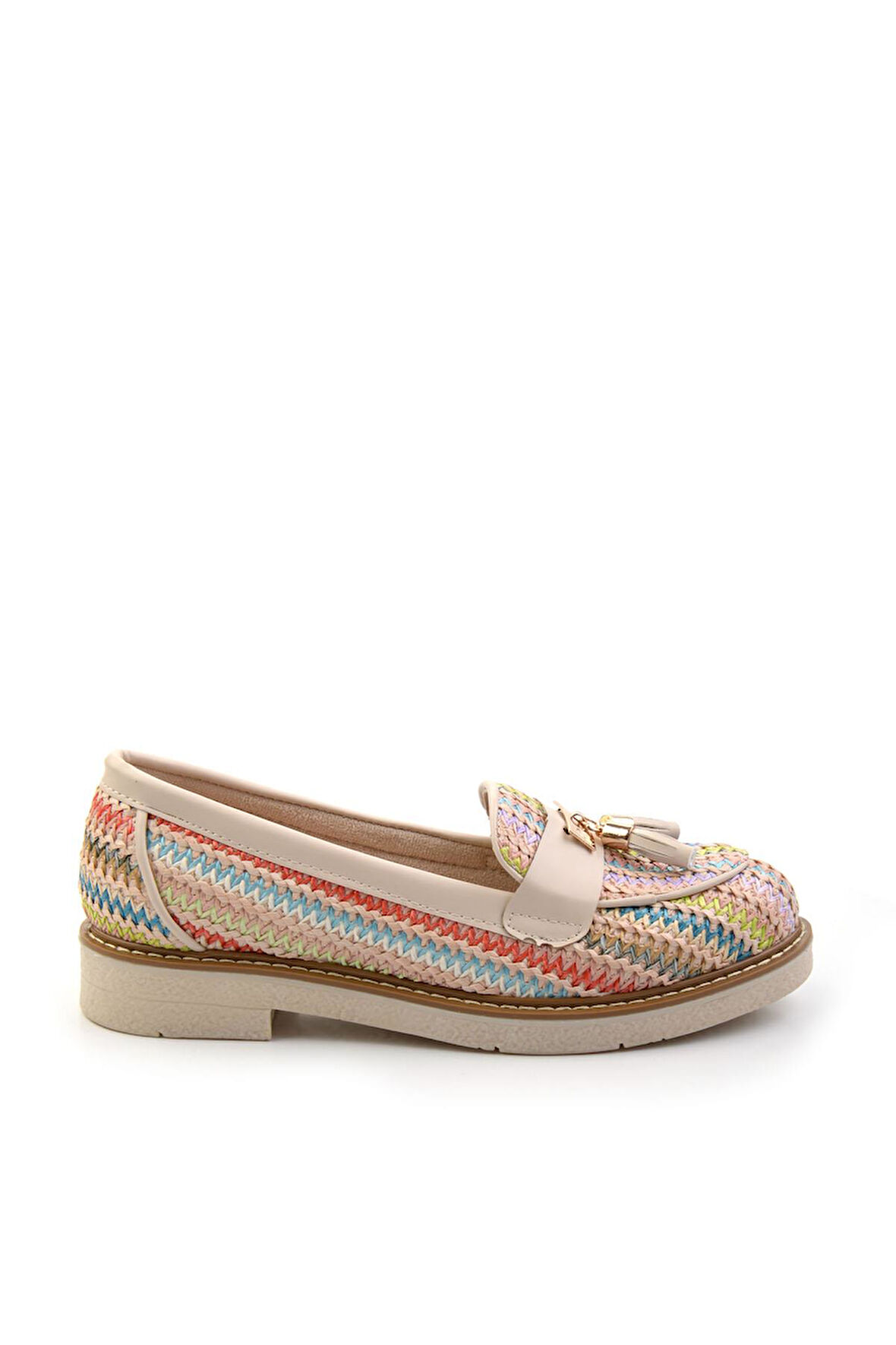 Bej Çok Renkli  Kadın Loafer Ayakkabı K01257060828