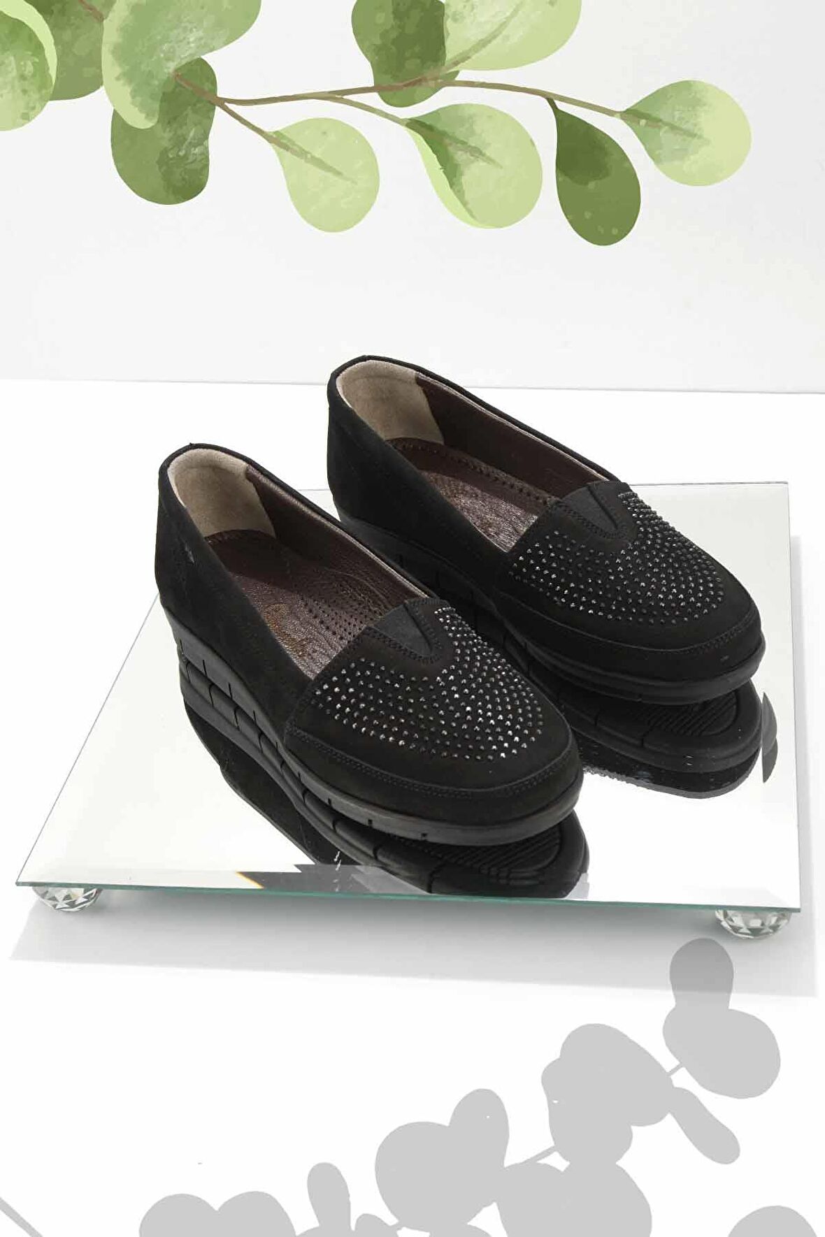 Bambi Siyah Nubuk Hakiki Deri Kadın Loafer Ayakkabi K01269254801