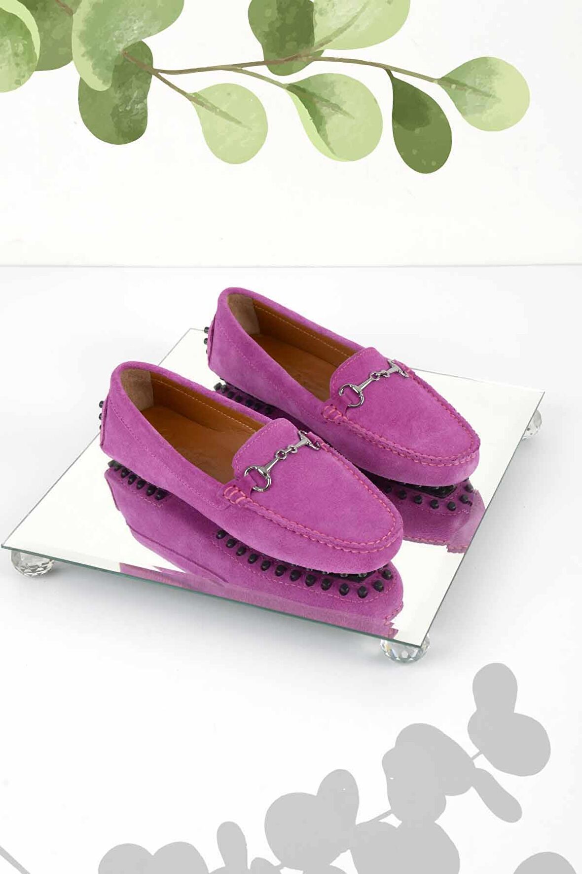 Bambi Fusya Süet Hakiki Deri Kadın Loafer Ayakkabi K01274225002