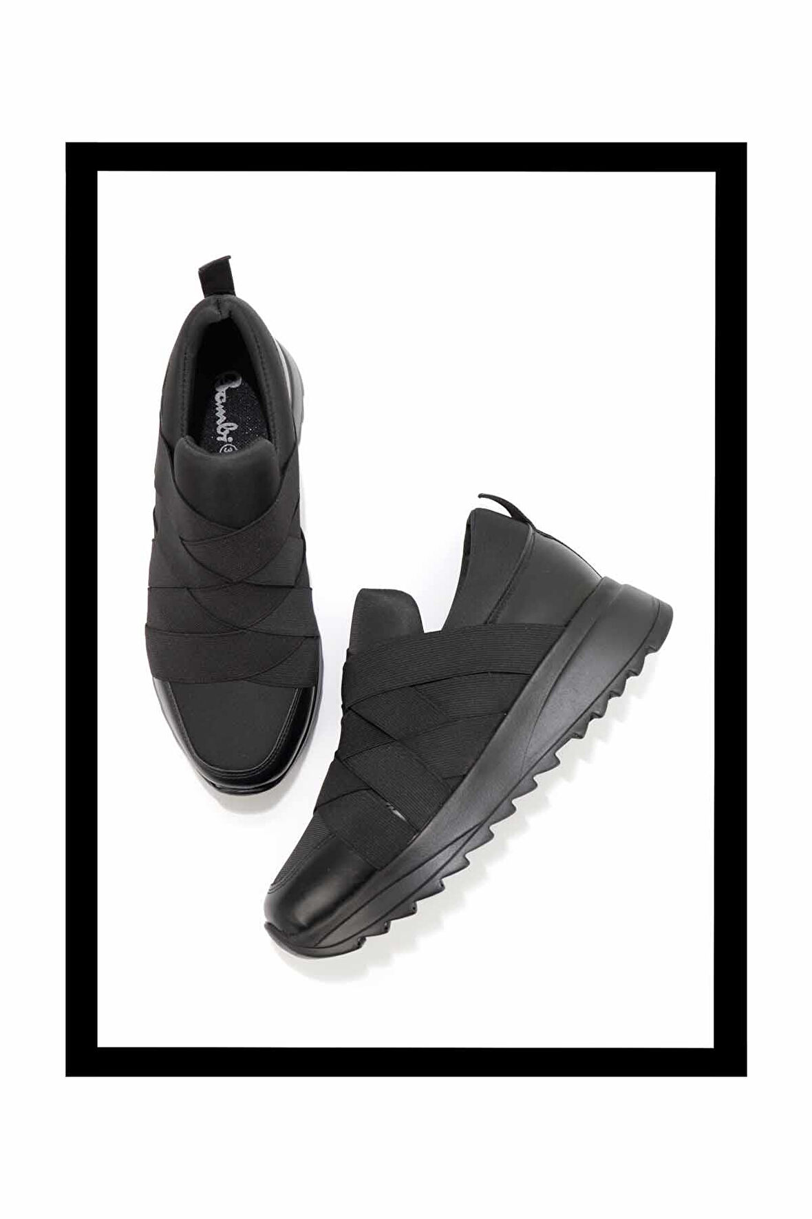 Siyah Siyah Streç  Kadın Sneaker K01311000109