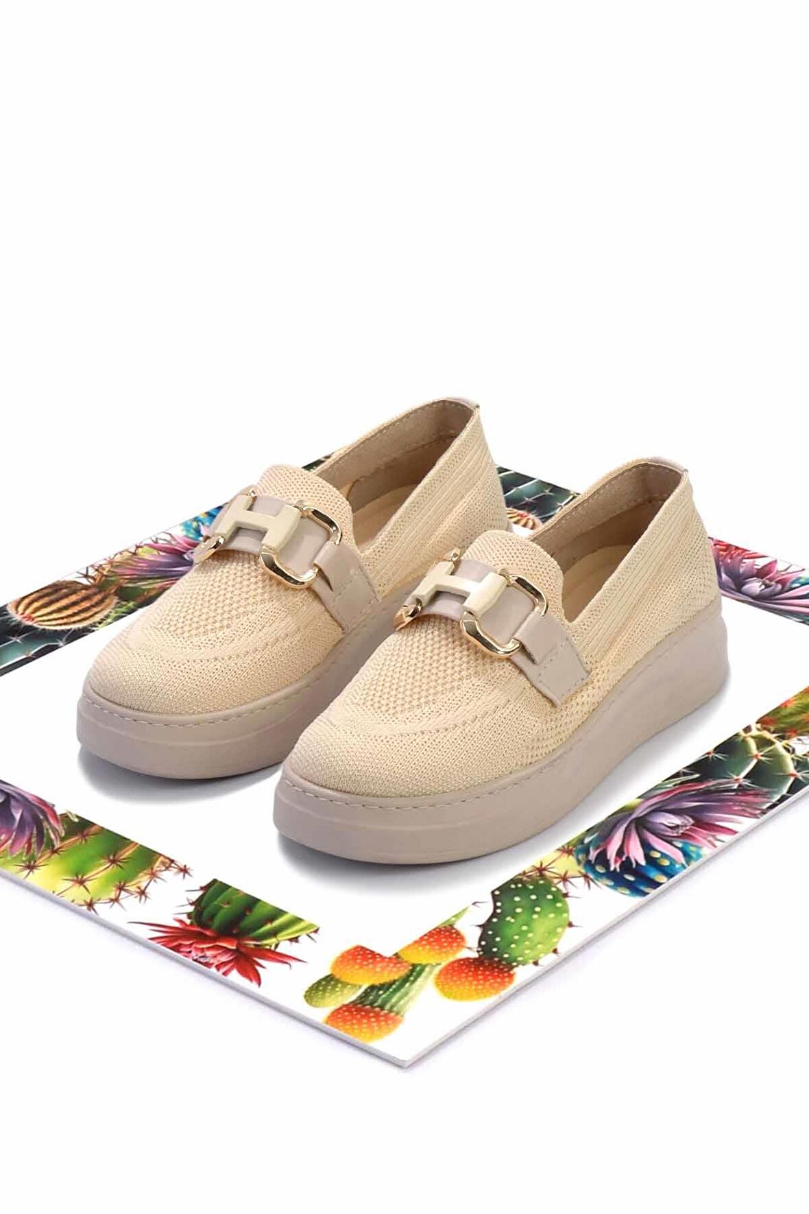 Bej Triko  Kadın Loafer Ayakkabı K01320302482