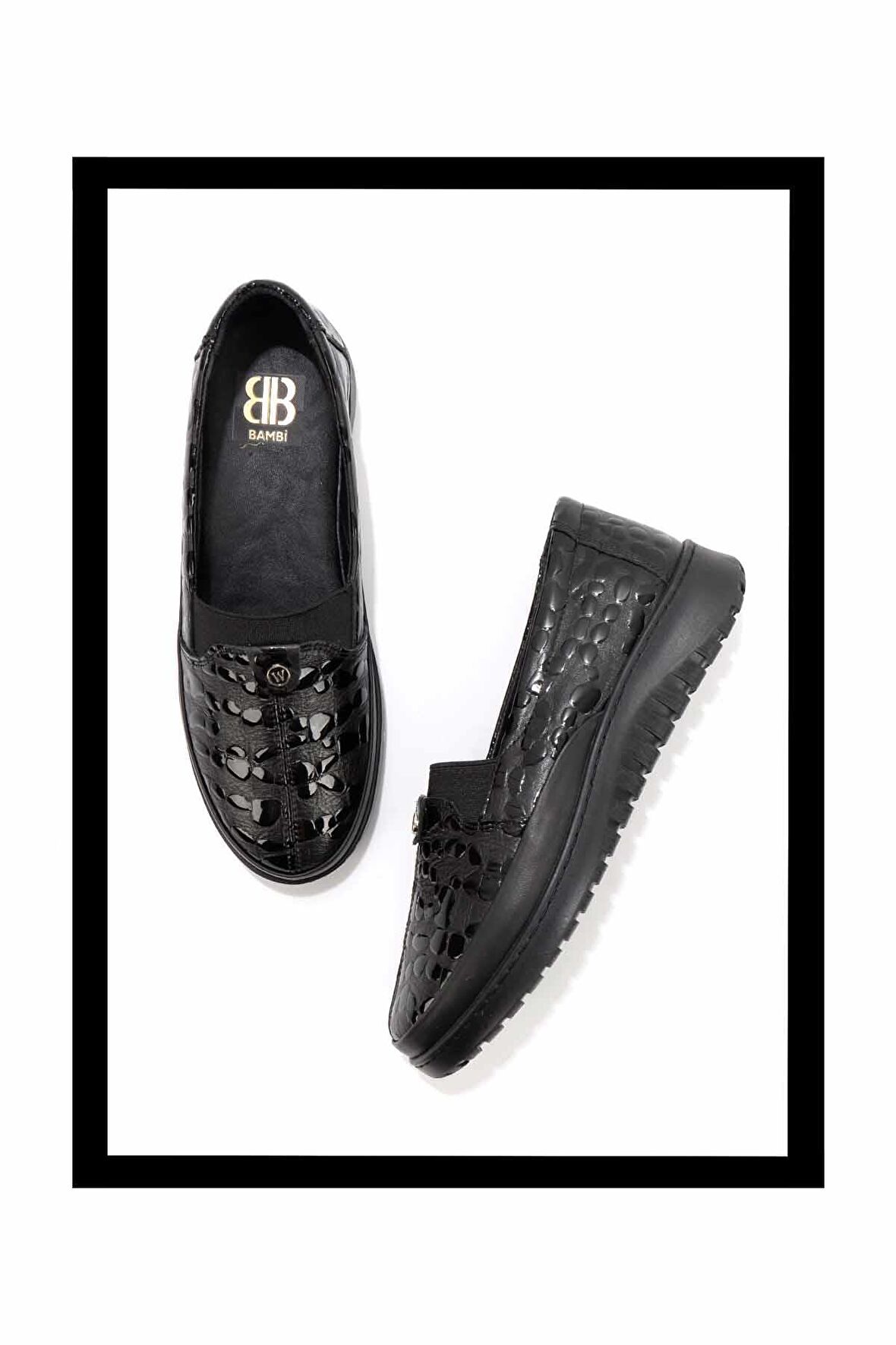 Siyah Kroko Hakiki Deri Kadın Casual Ayakkabı K01331750011