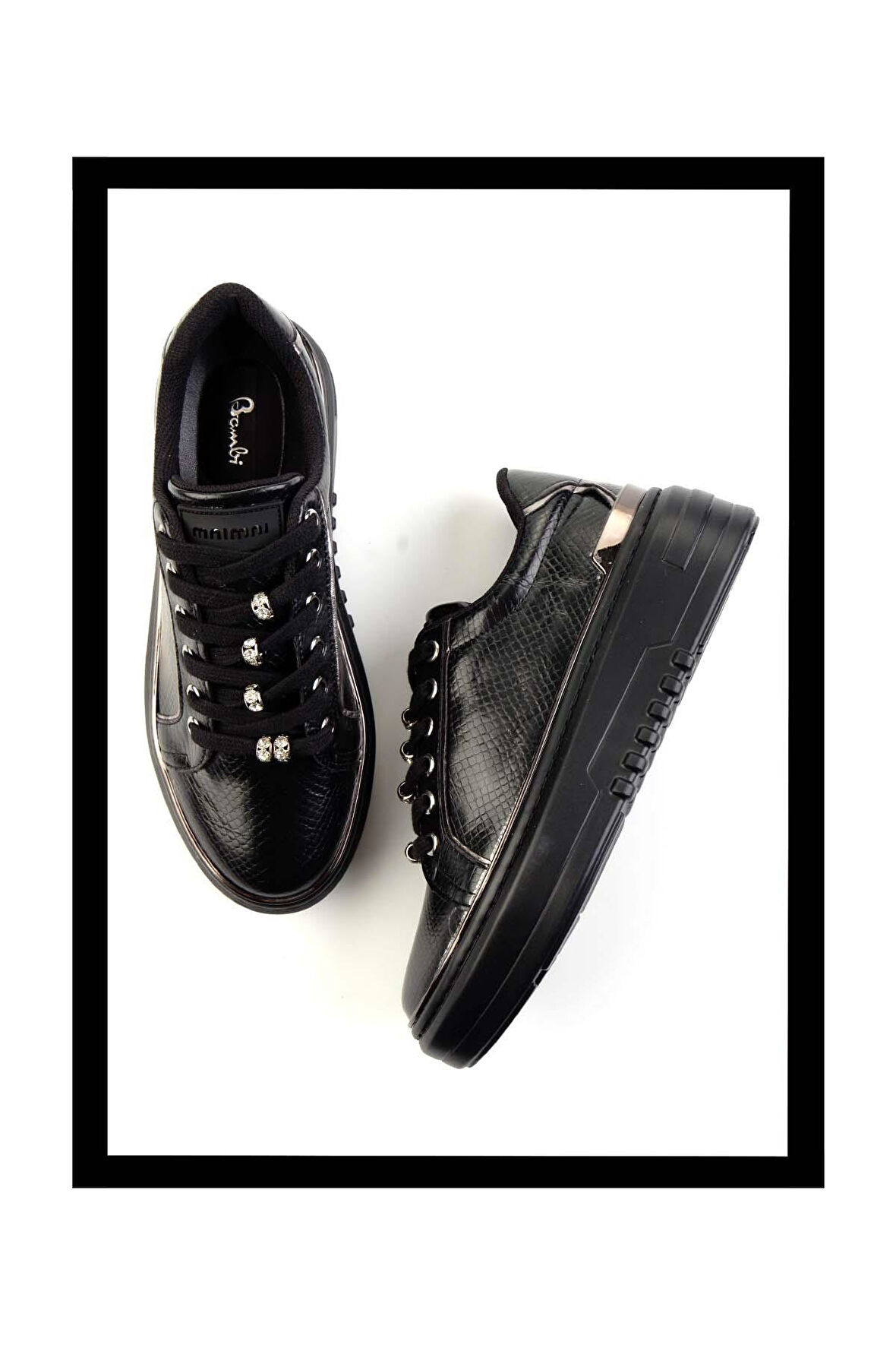 Siyah Yılan  Kadın Sneaker K01345095507