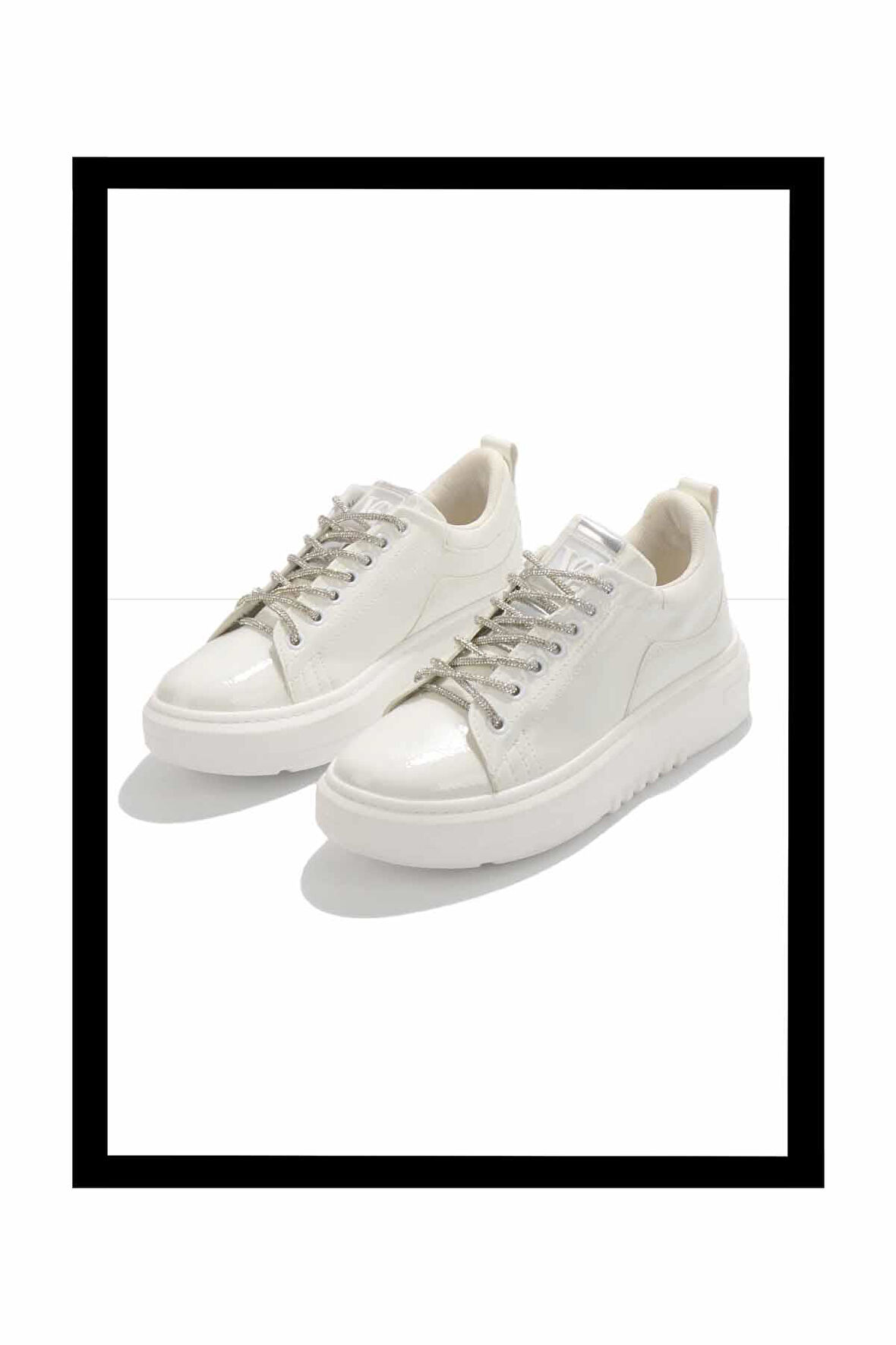 Beyaz Kırışık Rugan  Kadın Sneaker K01345016008