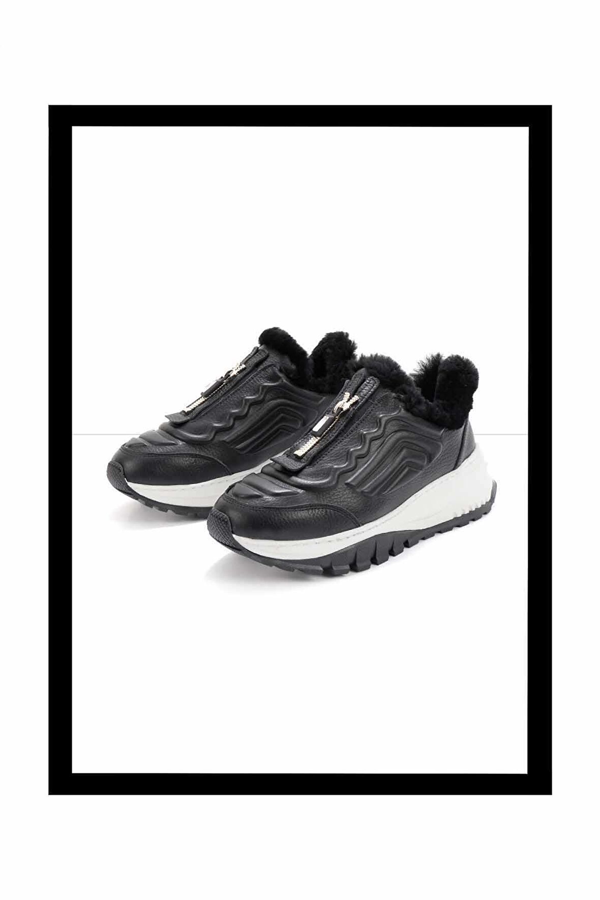 Siyah Hakiki Deri Kadın Sneaker K01410055003
