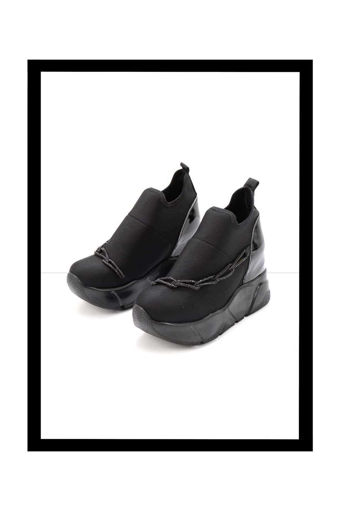 Siyah Streç  Kadın Sneaker K01413055417