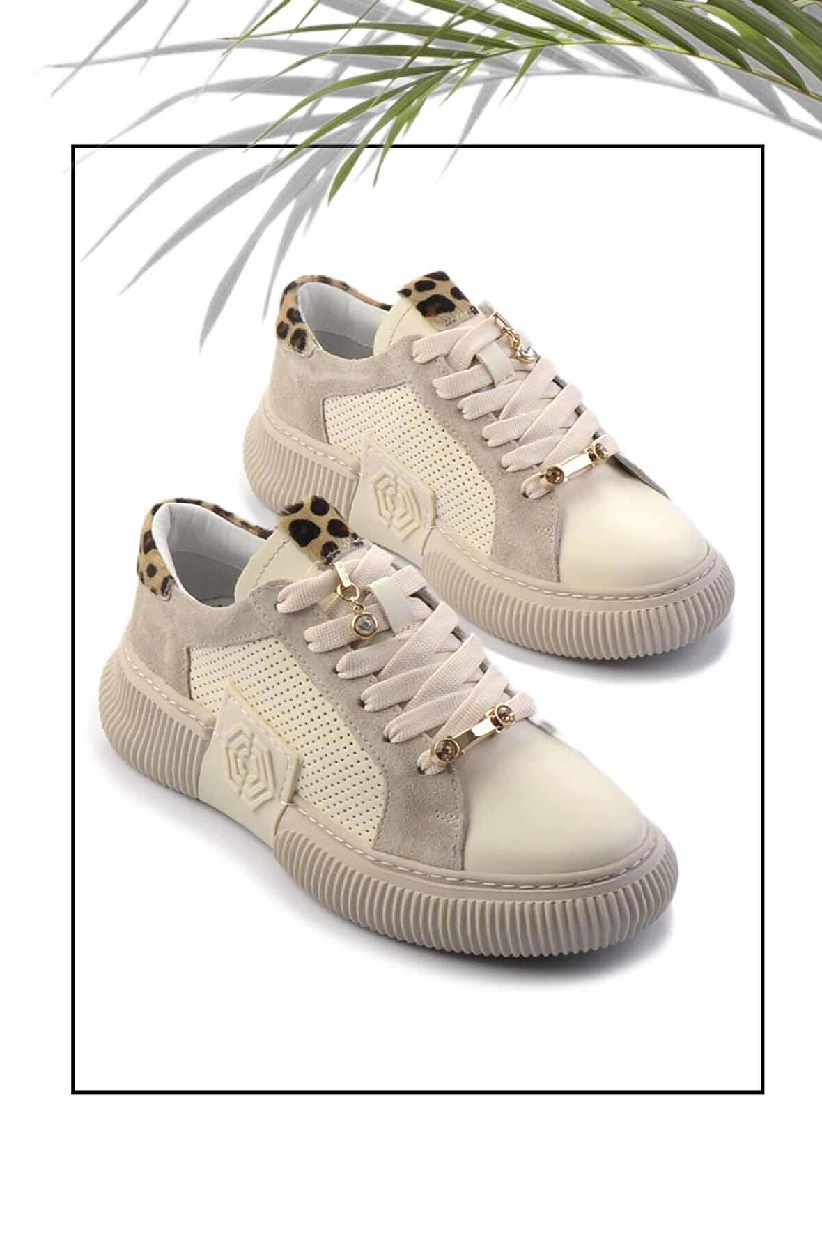 Bej Hakiki Deri Kadın Sneaker K01459641903