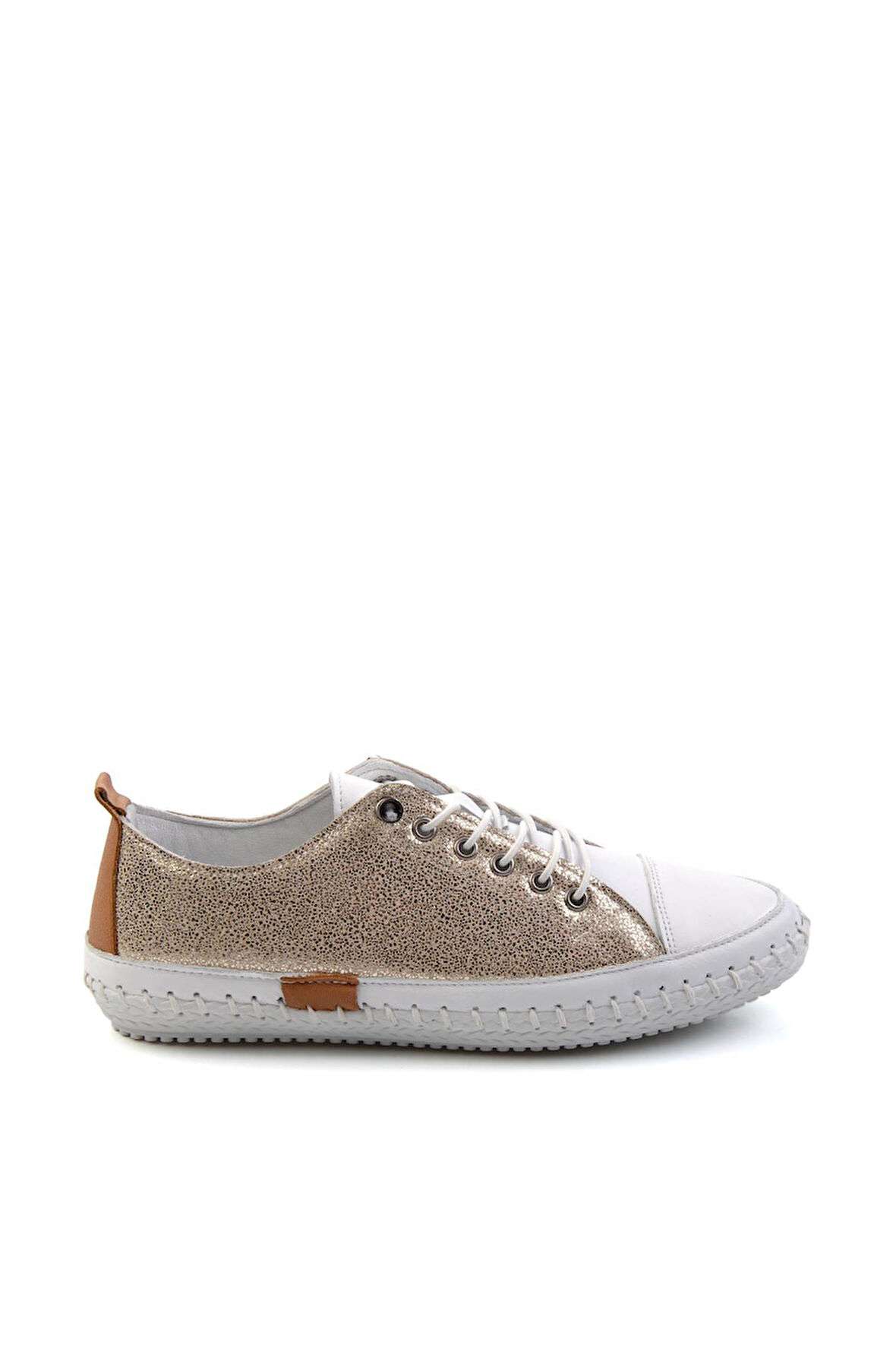 Altın Hakiki Deri Kadın Sneaker K01465065403