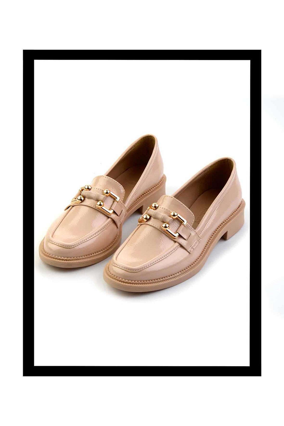 Bej Kırışık Rugan  Kadın Loafer Ayakkabı K01474091308