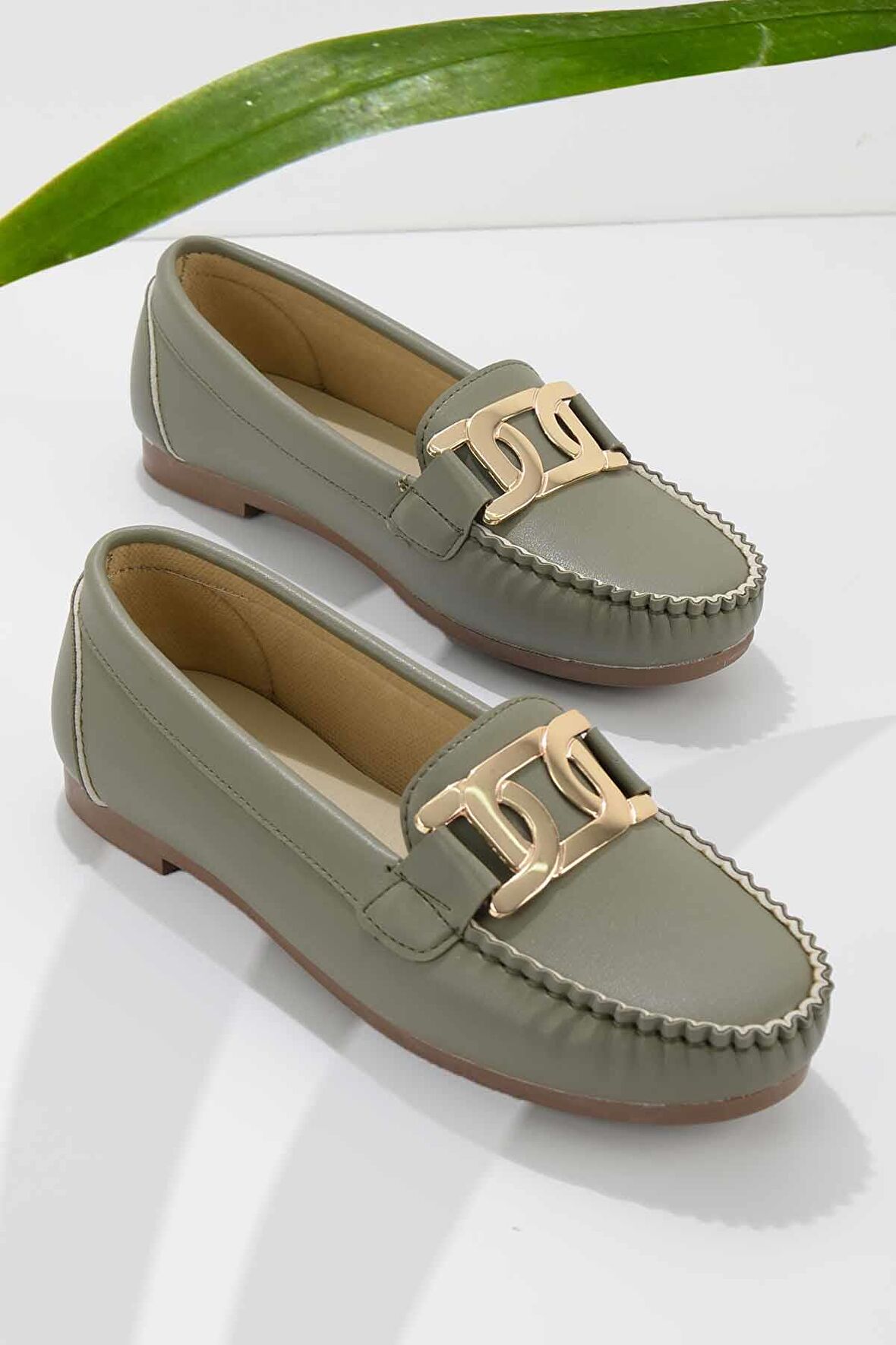 Bambi Yesil  Kadın Loafer Ayakkabi K01542166609