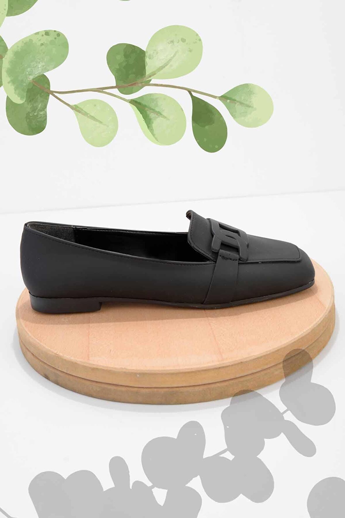 Bambi Mat Siyah  Kadın Loafer Ayakkabi K01641165709