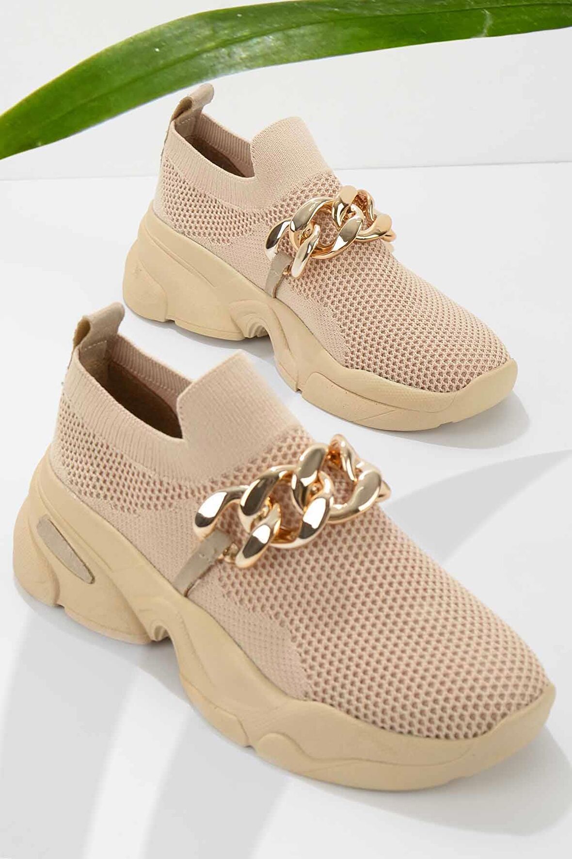 Bambi Bej Triko  Kadın Sneaker K01718005182