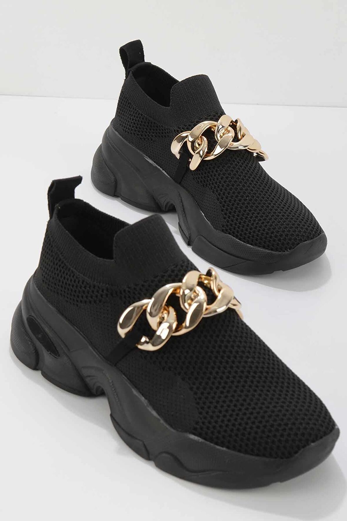 Bambi Siyah Triko  Kadın Sneaker K01718005182
