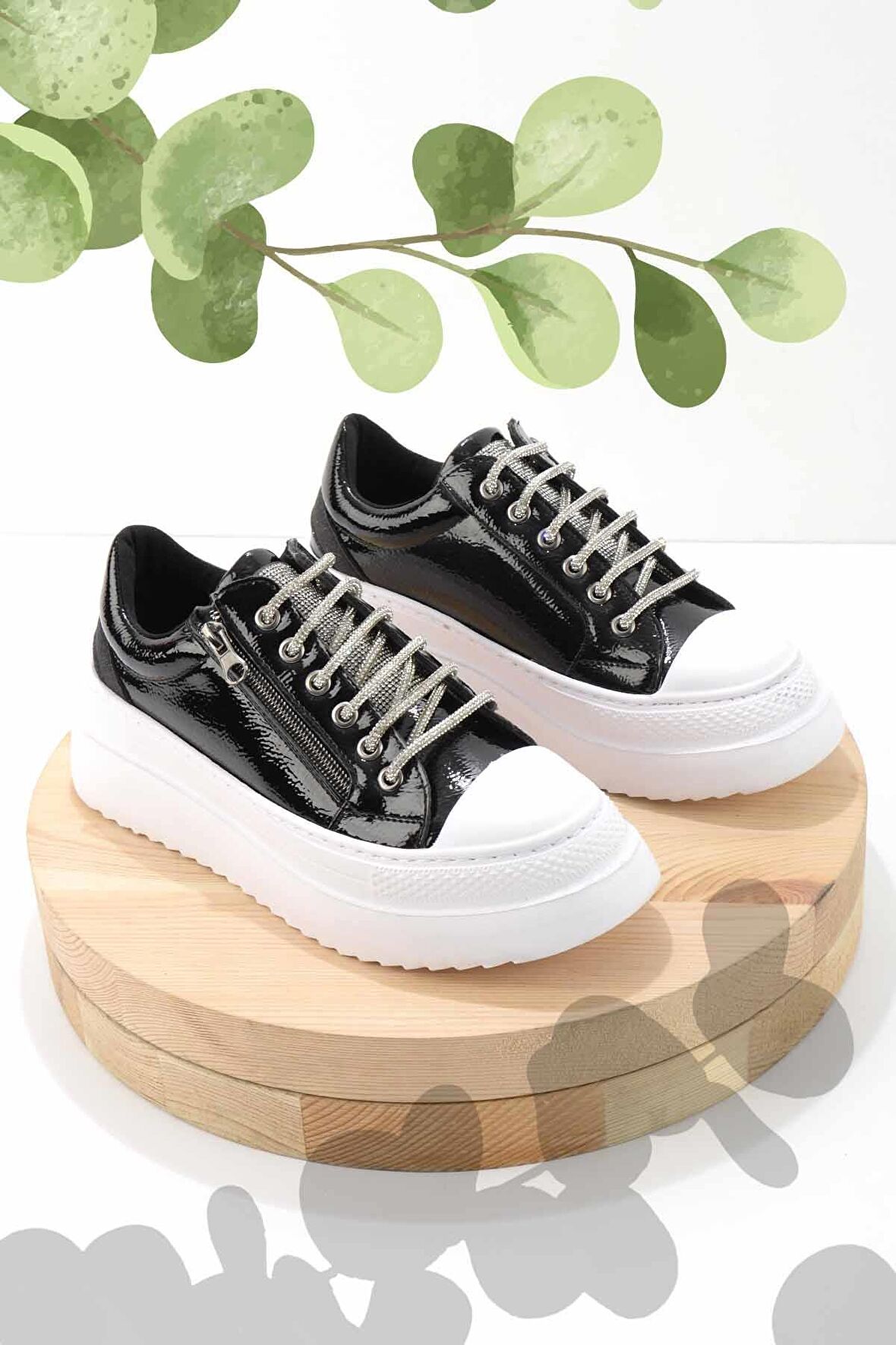 Siyah Rugan  Kadın Sneaker K01763089708