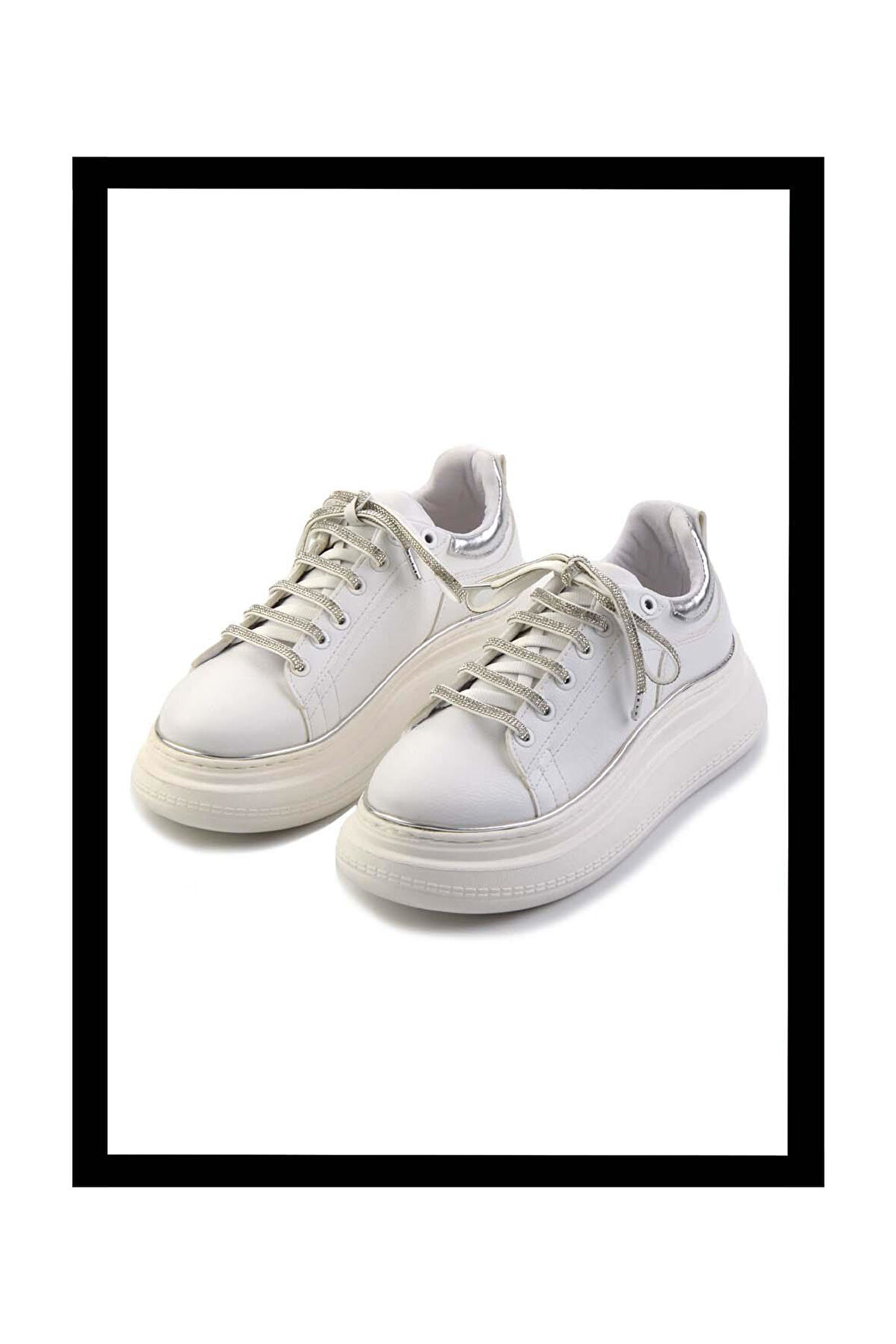 Beyaz Lame  Kadın Sneaker K01776431009