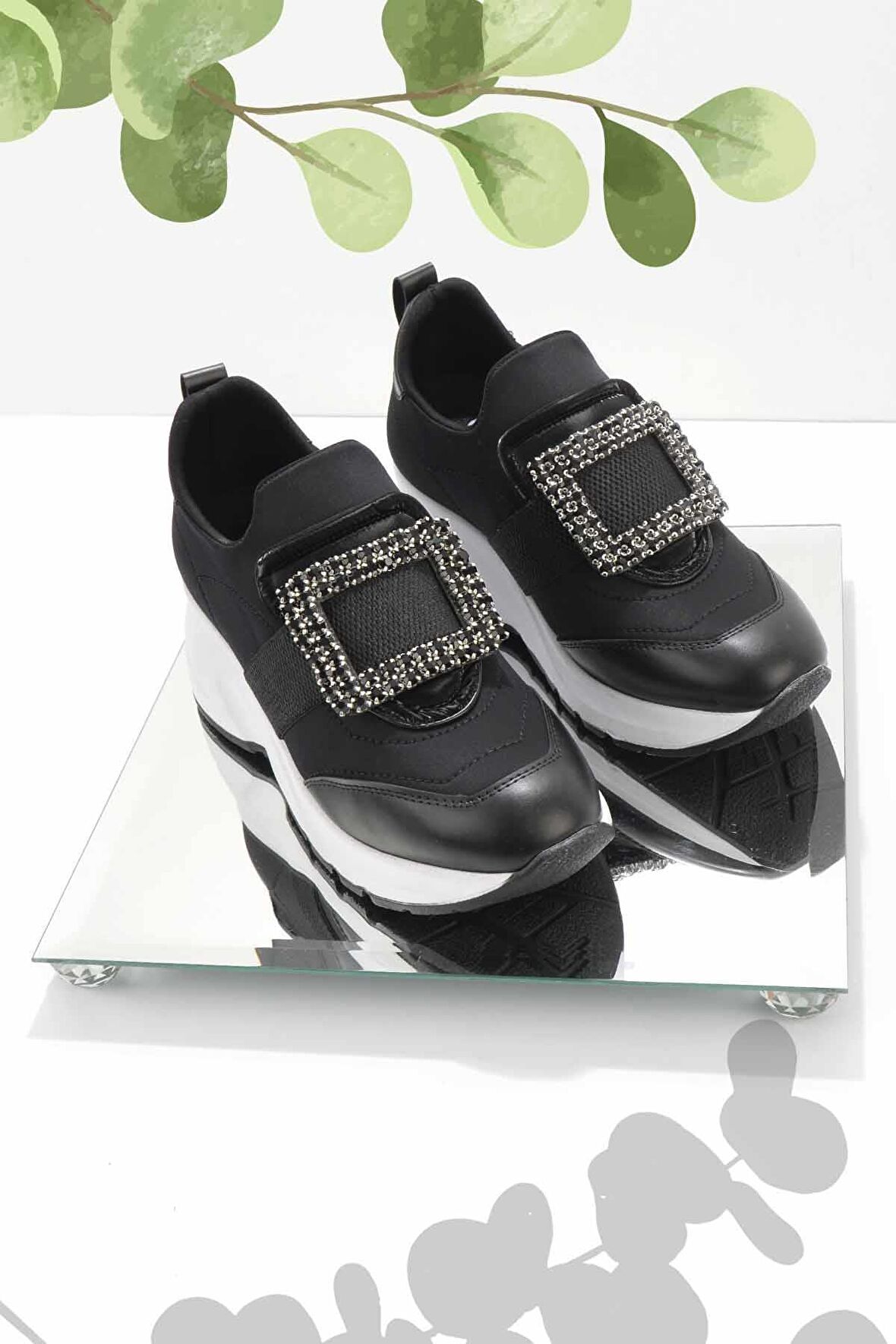 Bambi Siyah Streç  Kadın Sneaker K01791089017