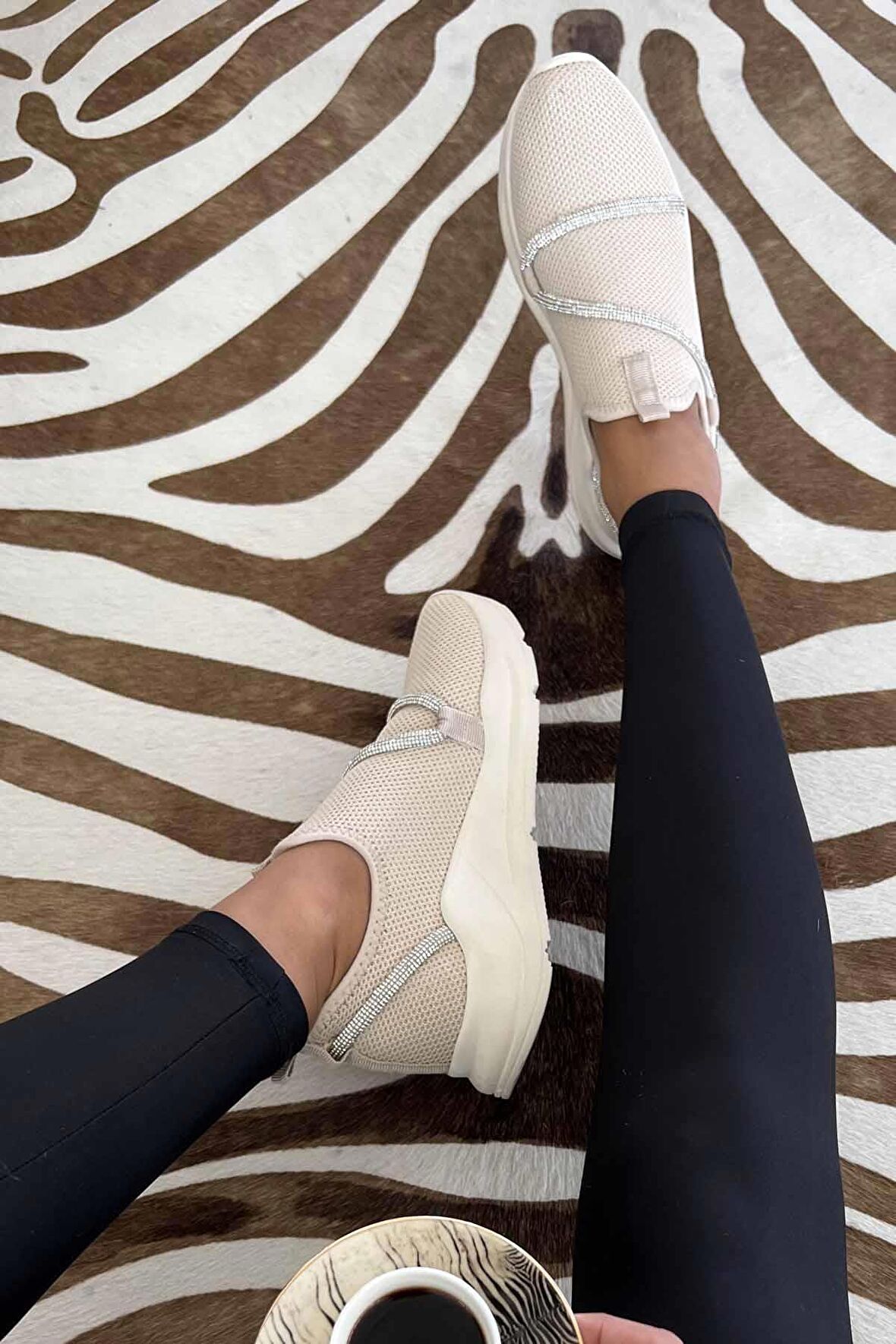 Bambi Bej Triko  Kadın Casual Ayakkabi K01792040082