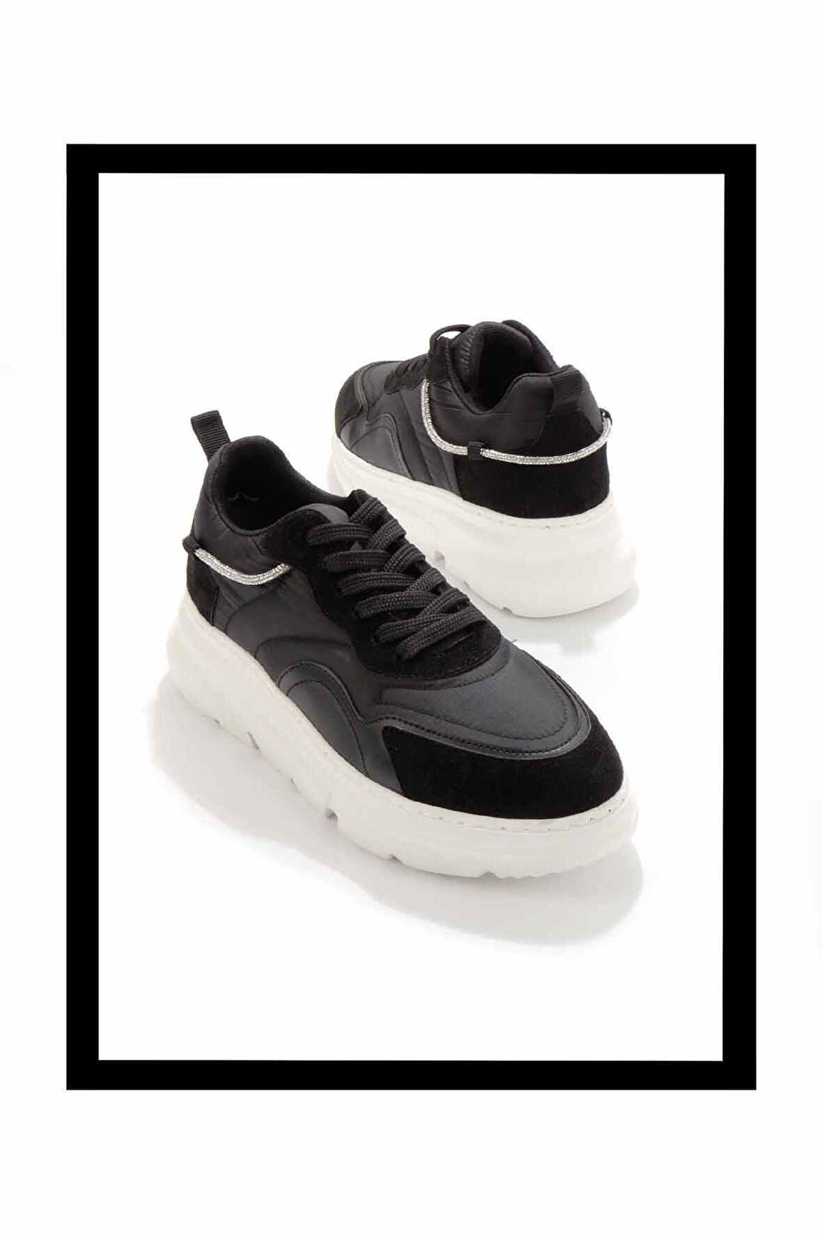 Siyah Beyaz Paraşüt  Kadın Sneaker K01791070367