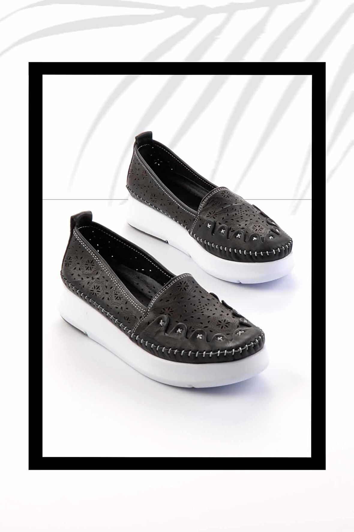 Siyah Hakiki Deri Kadın Casual Ayakkabı K01908005403