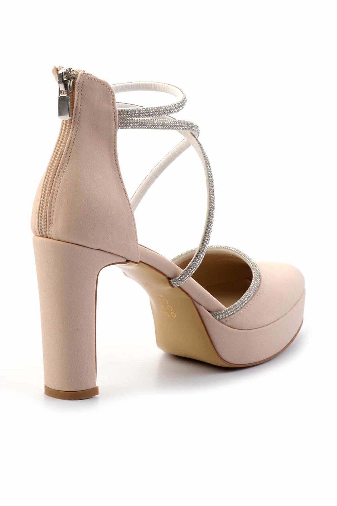 Mat Bej Saten  Kadın Abiye Ayakkabı K01926032238