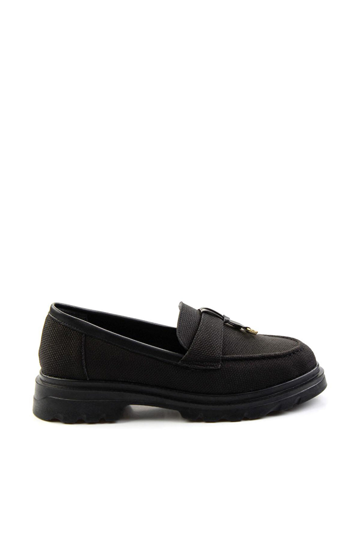Siyah Keten  Kadın Loafer Ayakkabı K01997010518