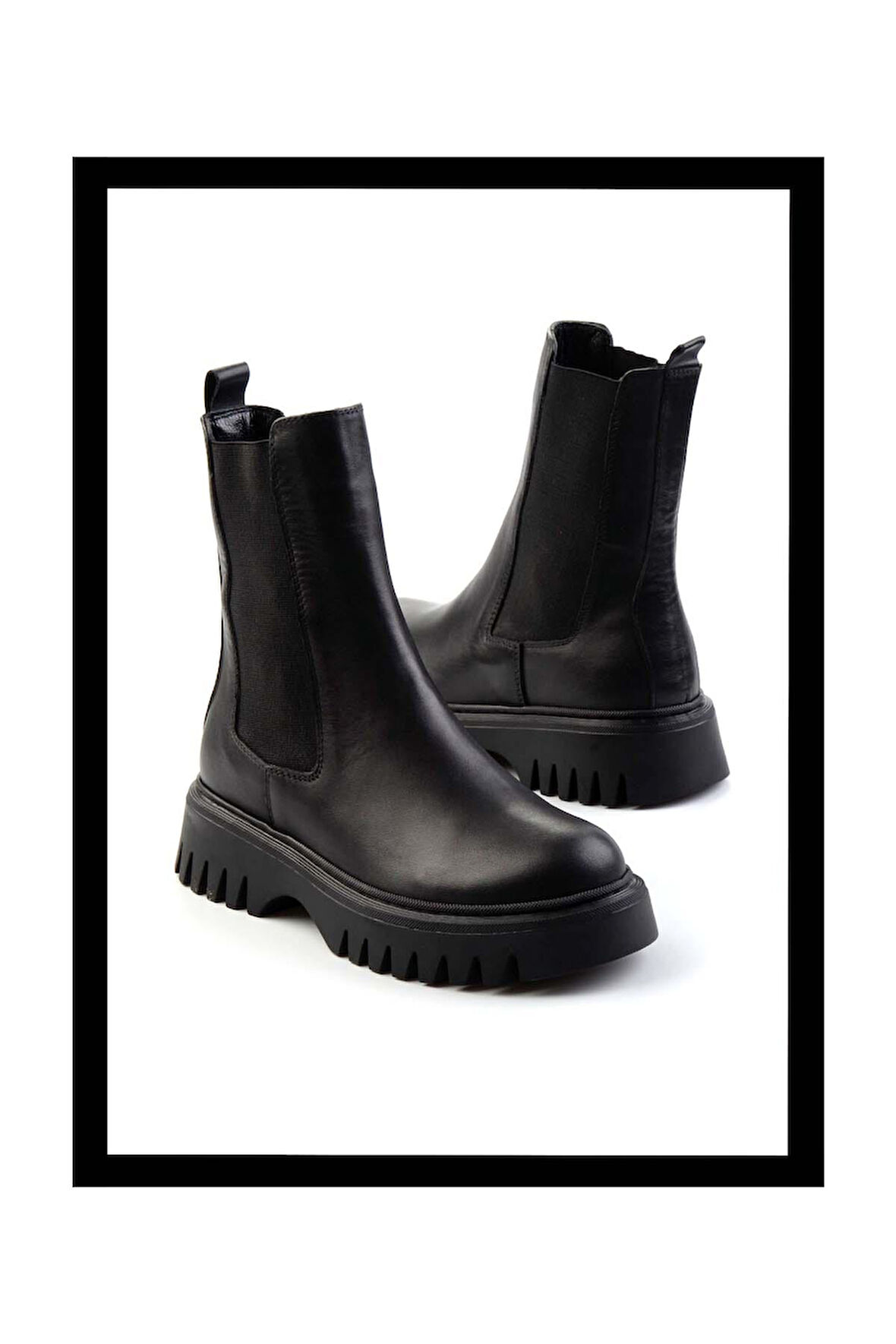 Siyah Hakiki Deri Kadın Bot & Bootie K02031302503