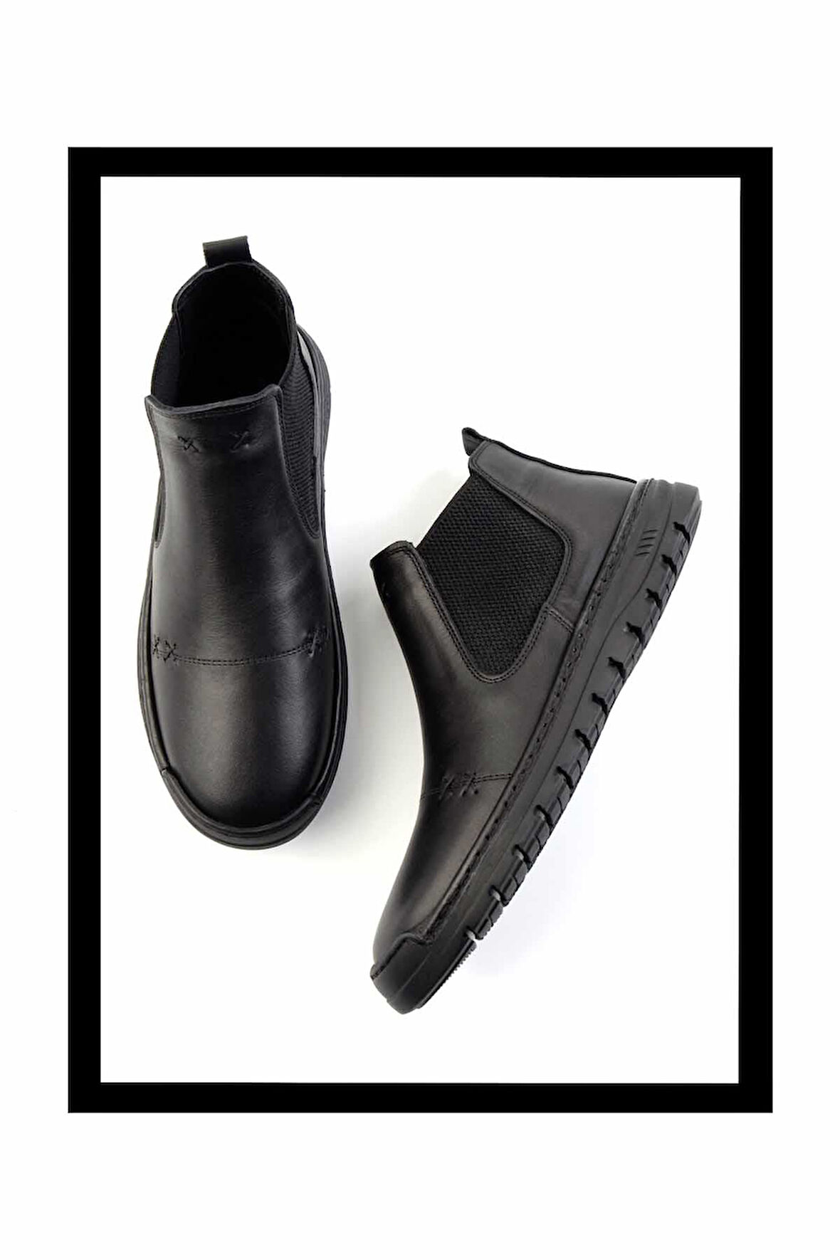 Siyah Hakiki Deri Kadın Bot & Bootie K02031401503