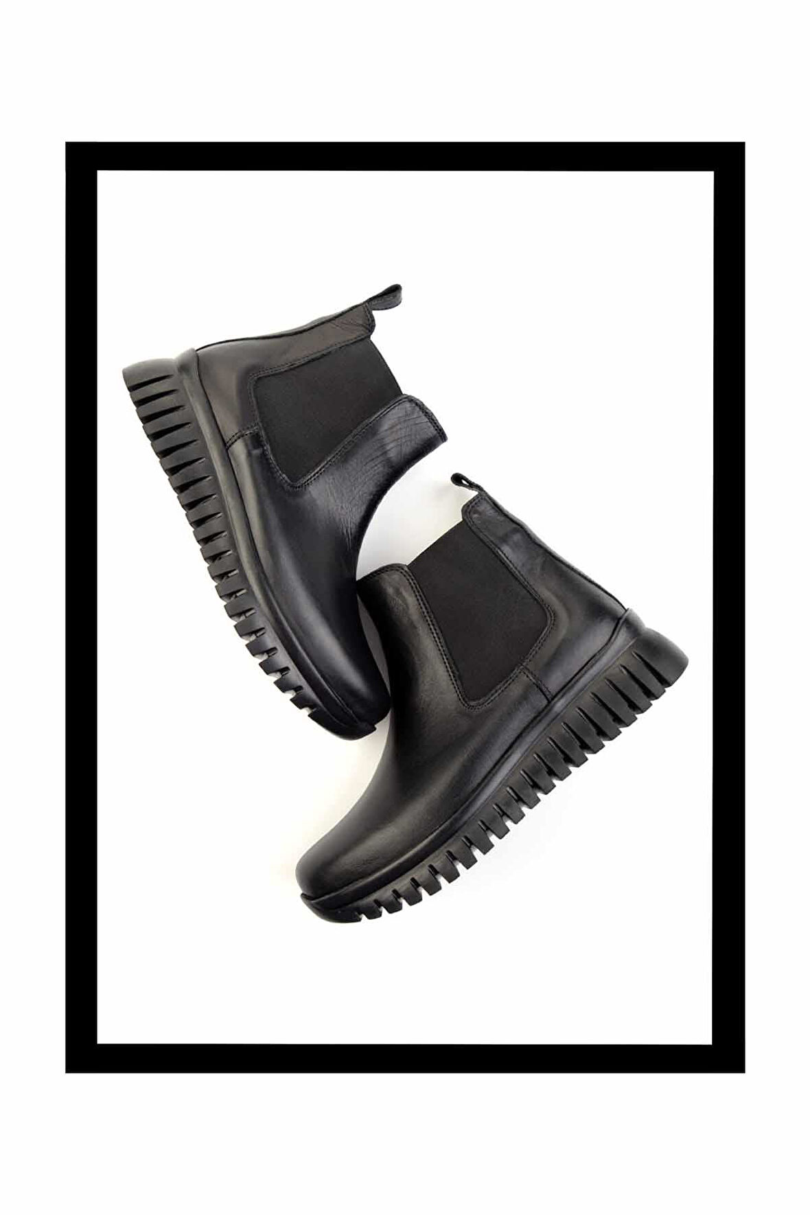 Siyah Hakiki Deri Kadın Bot & Bootie K02040451003