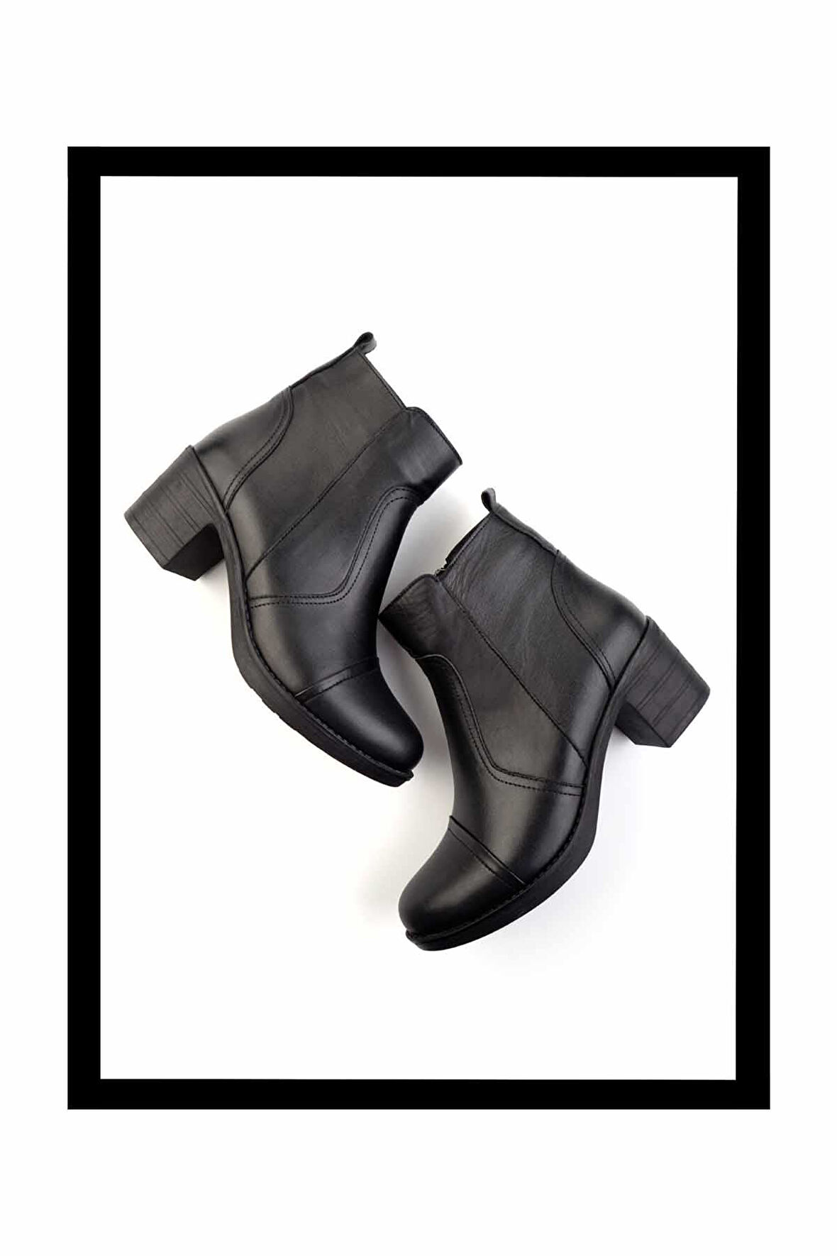 Siyah Hakiki Deri Kadın Bot & Bootie K02040451503