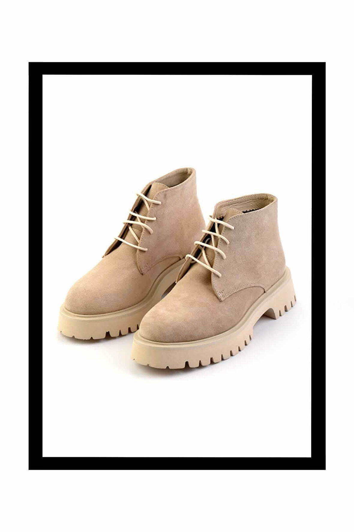 Bej Süet Hakiki Deri Kadın Bot & Bootie K02044001902