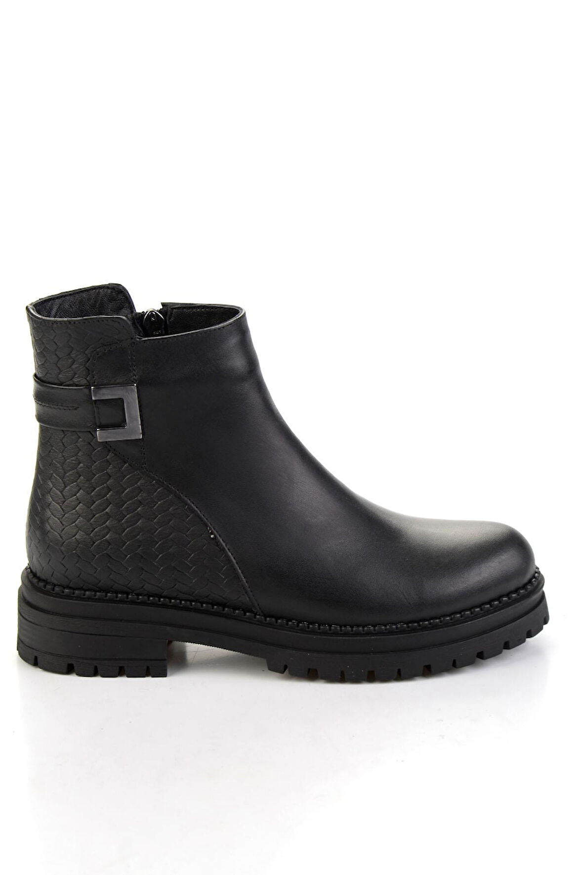 Siyah Siyah Hakiki Deri Kadın Bot & Bootie K02040500003