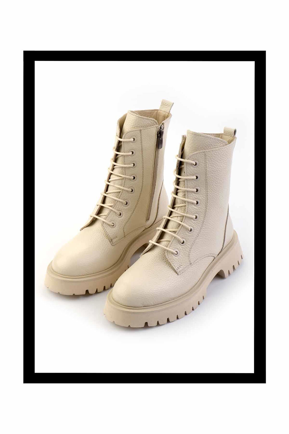 Bej Rolax Hakiki Deri Kadın Bot & Bootie K02044002345