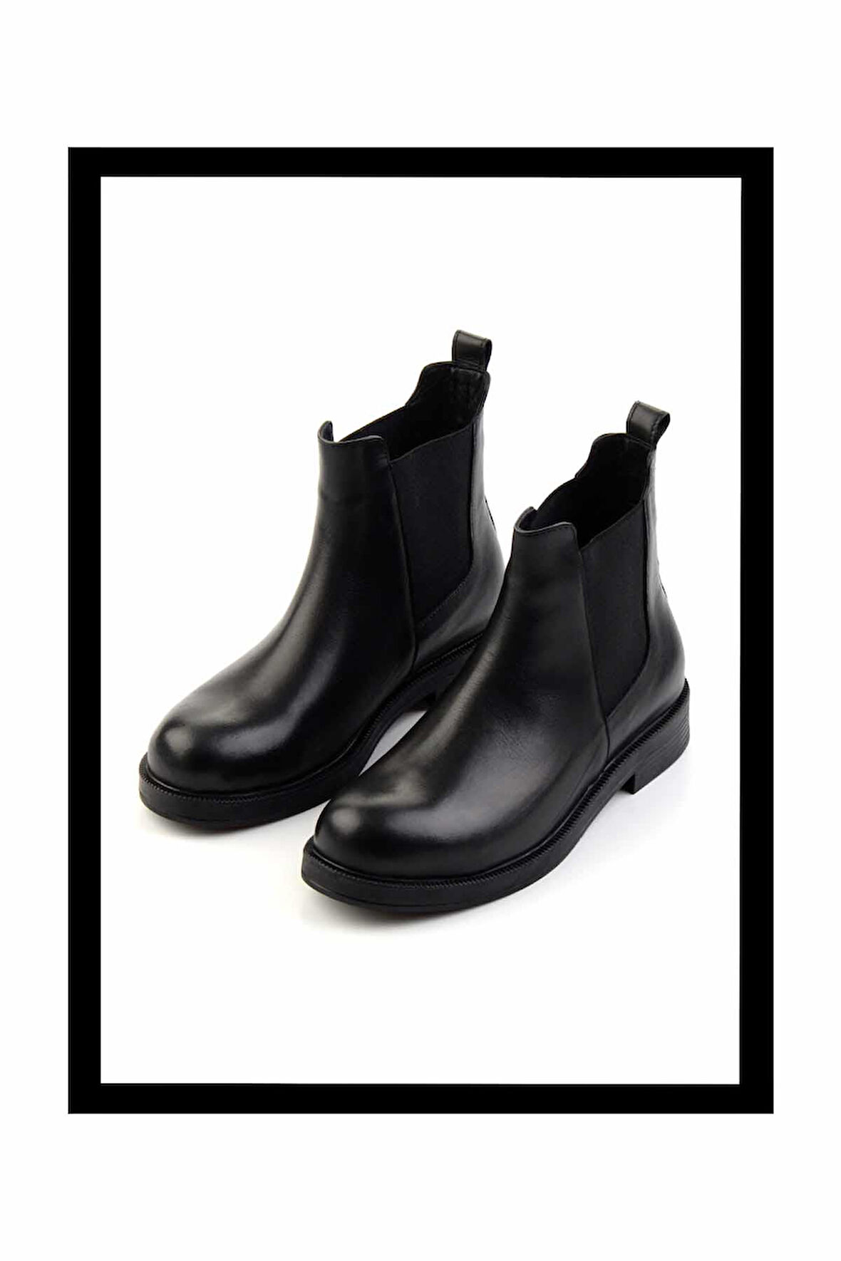 Siyah Hakiki Deri Kadın Bot & Bootie K02046010403