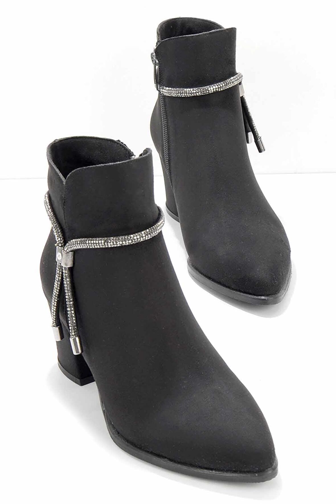 Bambi Siyah Süet  Kadın Bot & Bootie K02117045102