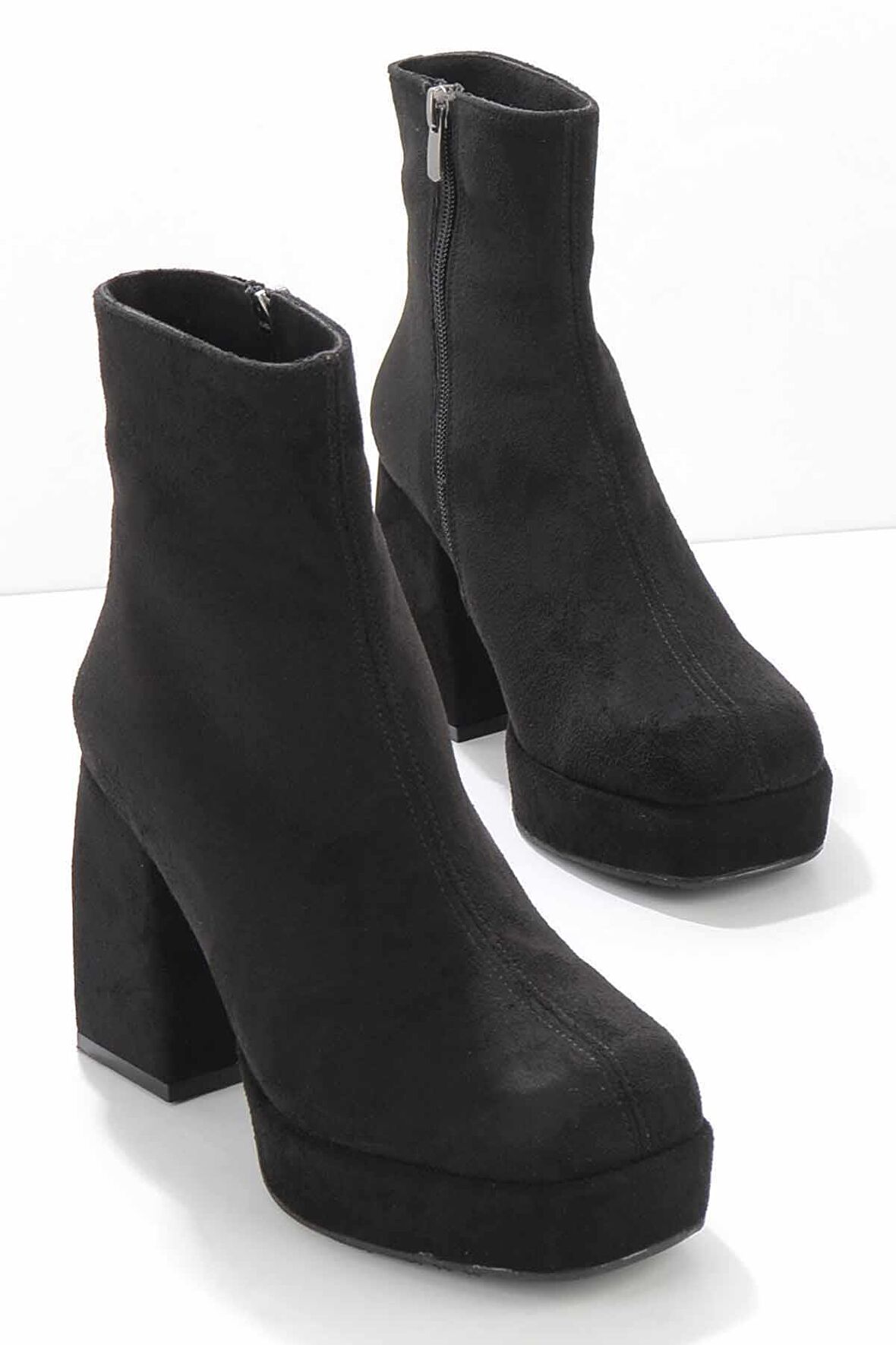 Bambi Siyah Süet  Kadın Bot & Bootie K02154170202