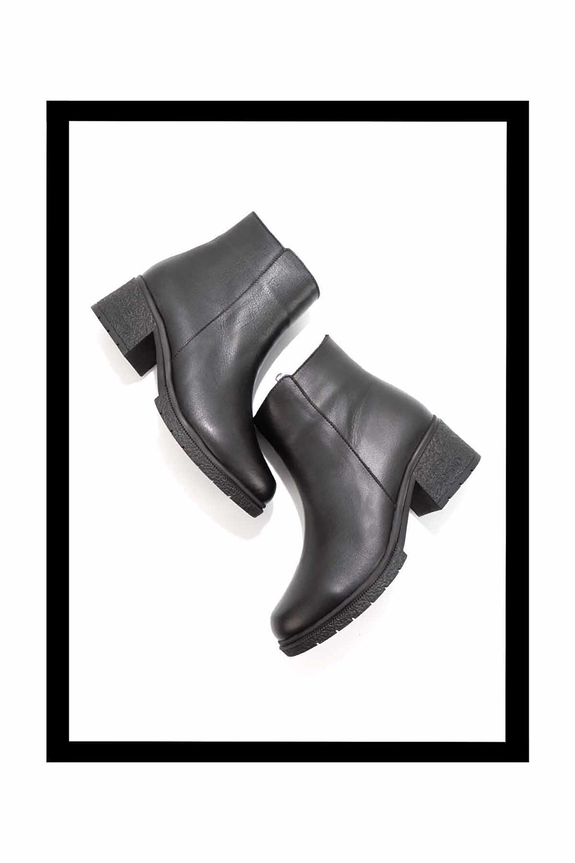 Siyah Hakiki Deri Kadın Bot & Bootie K02178001503