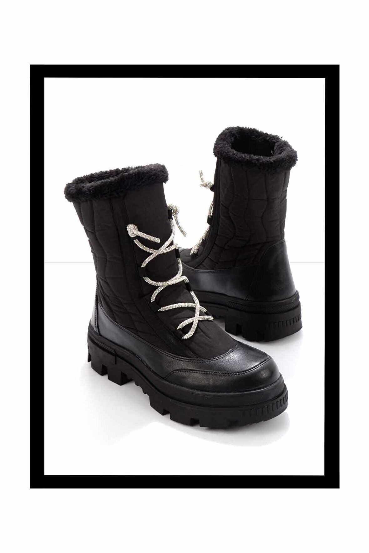 Mat Siyah Paraşüt  Kadın Bot & Bootie K02179144767